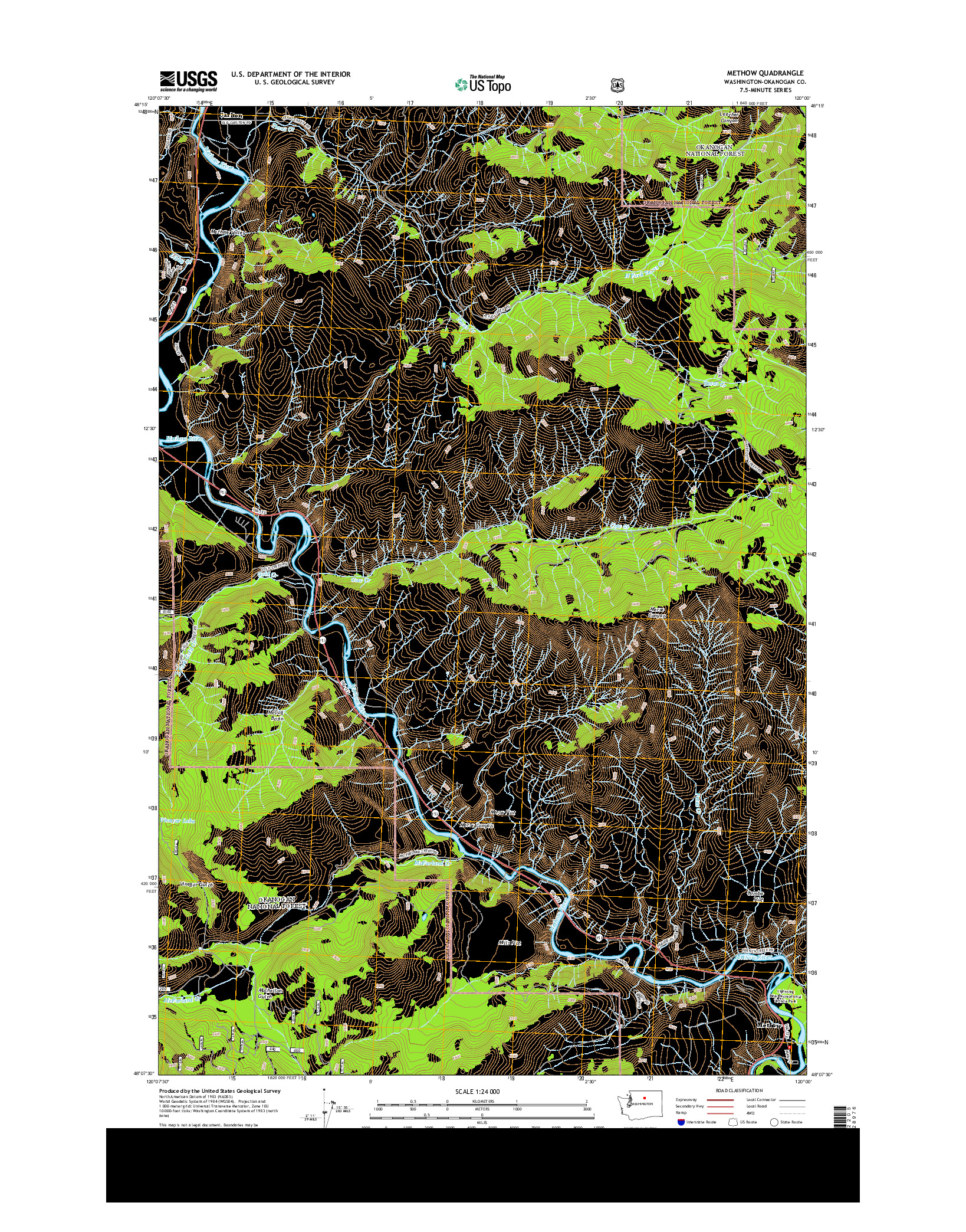 USGS US TOPO 7.5-MINUTE MAP FOR METHOW, WA 2014
