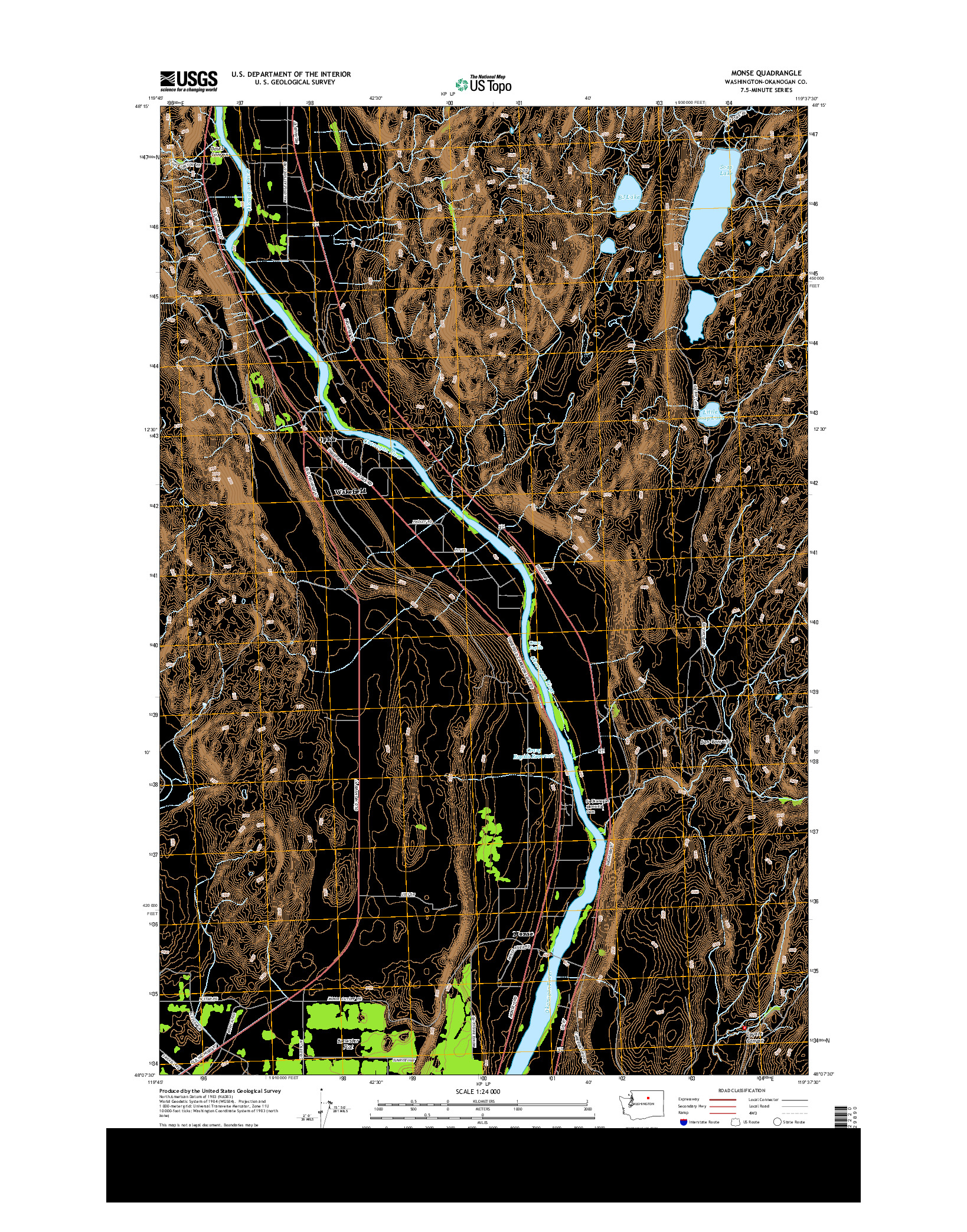 USGS US TOPO 7.5-MINUTE MAP FOR MONSE, WA 2014
