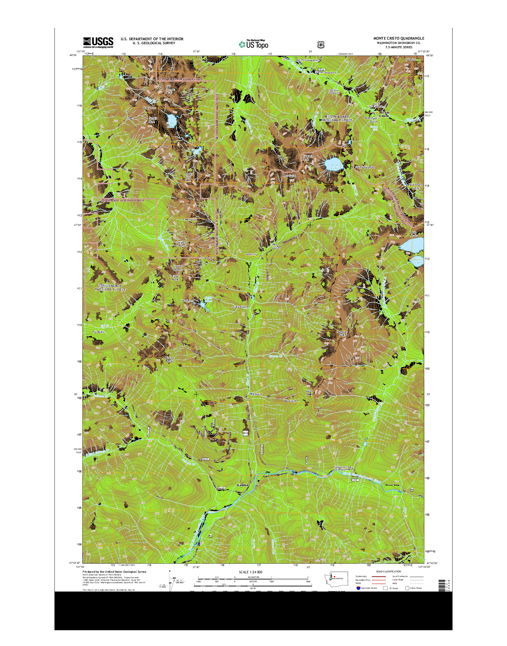 USGS US TOPO 7.5-MINUTE MAP FOR MONTE CRISTO, WA 2014