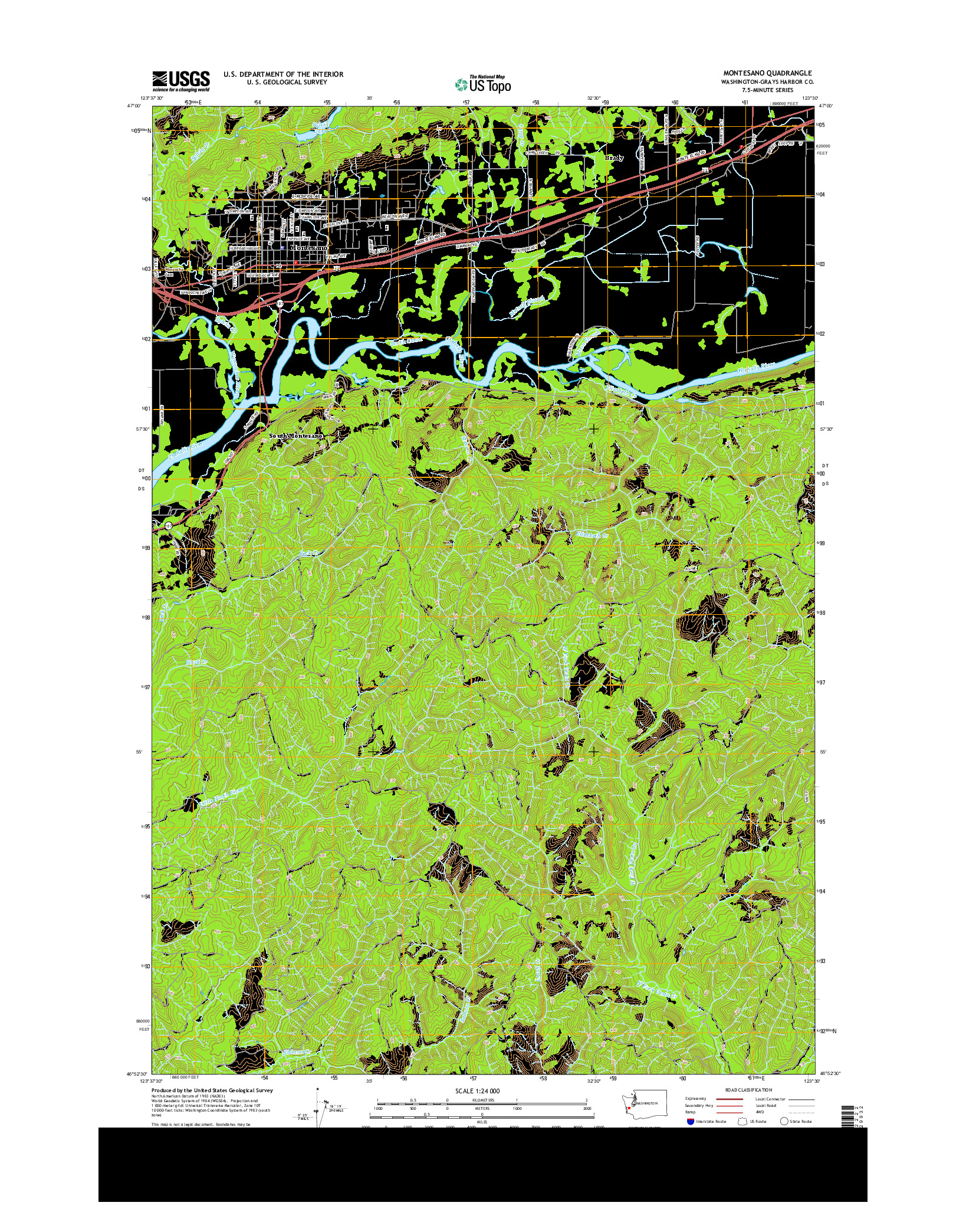 USGS US TOPO 7.5-MINUTE MAP FOR MONTESANO, WA 2014
