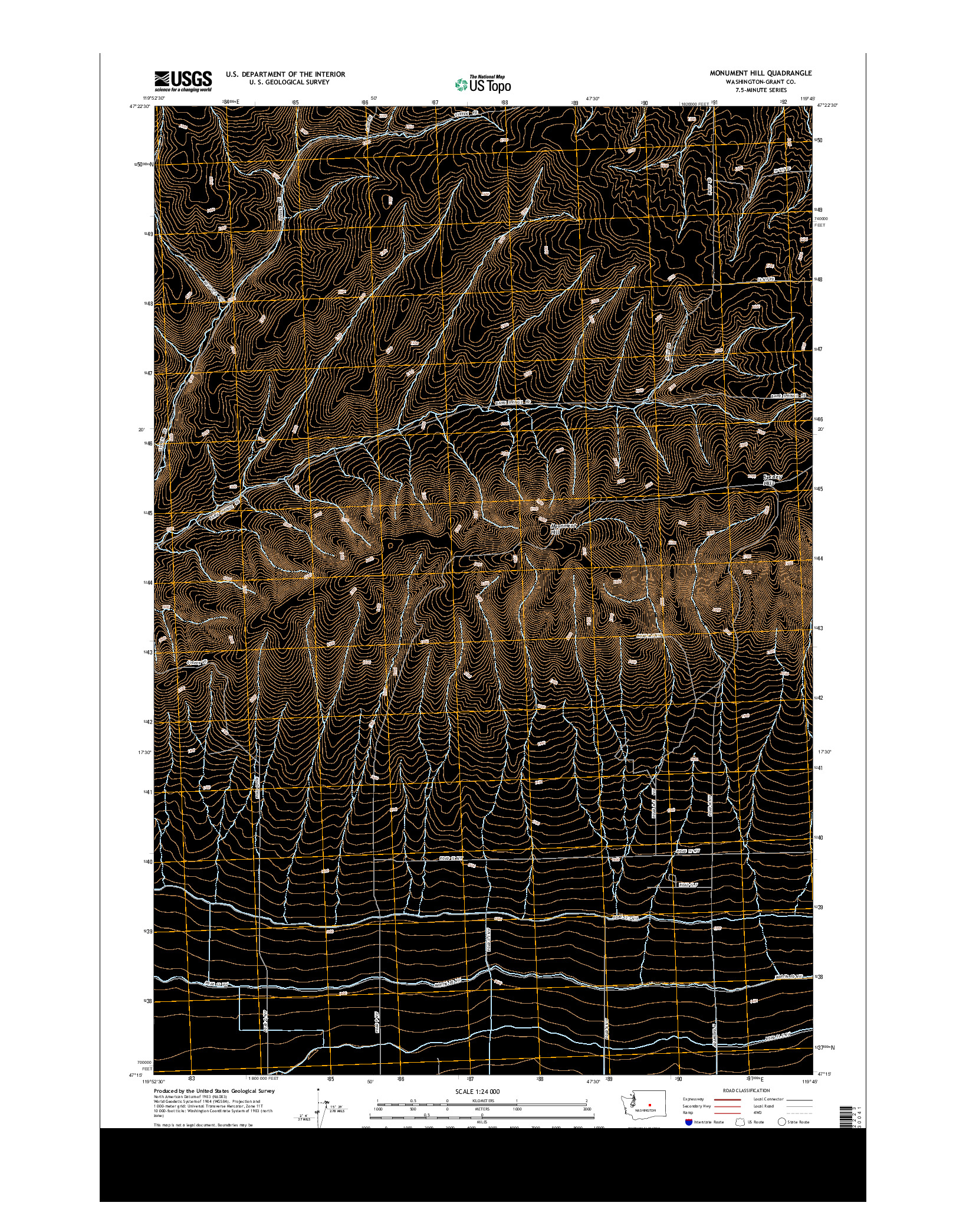 USGS US TOPO 7.5-MINUTE MAP FOR MONUMENT HILL, WA 2014