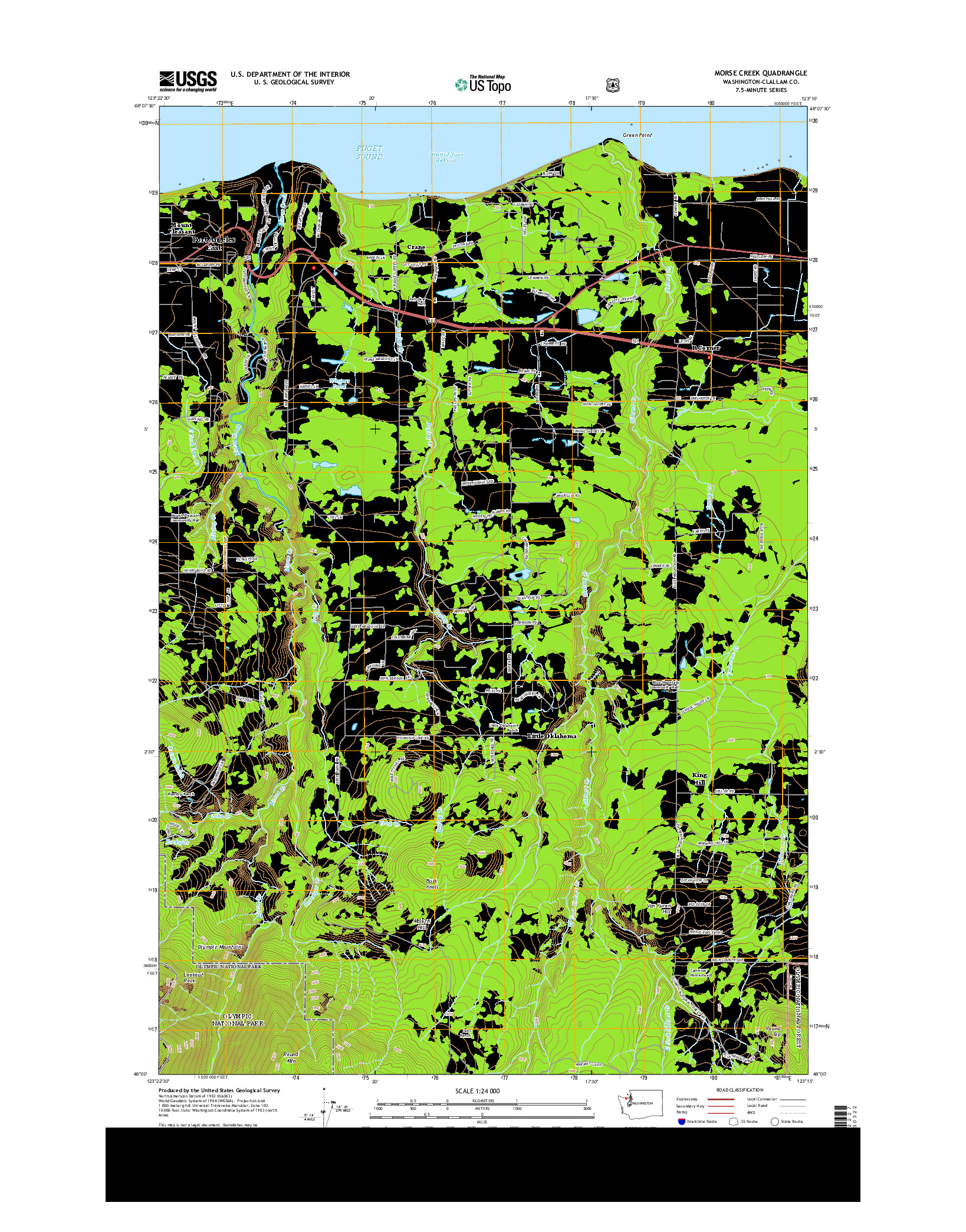 USGS US TOPO 7.5-MINUTE MAP FOR MORSE CREEK, WA 2014