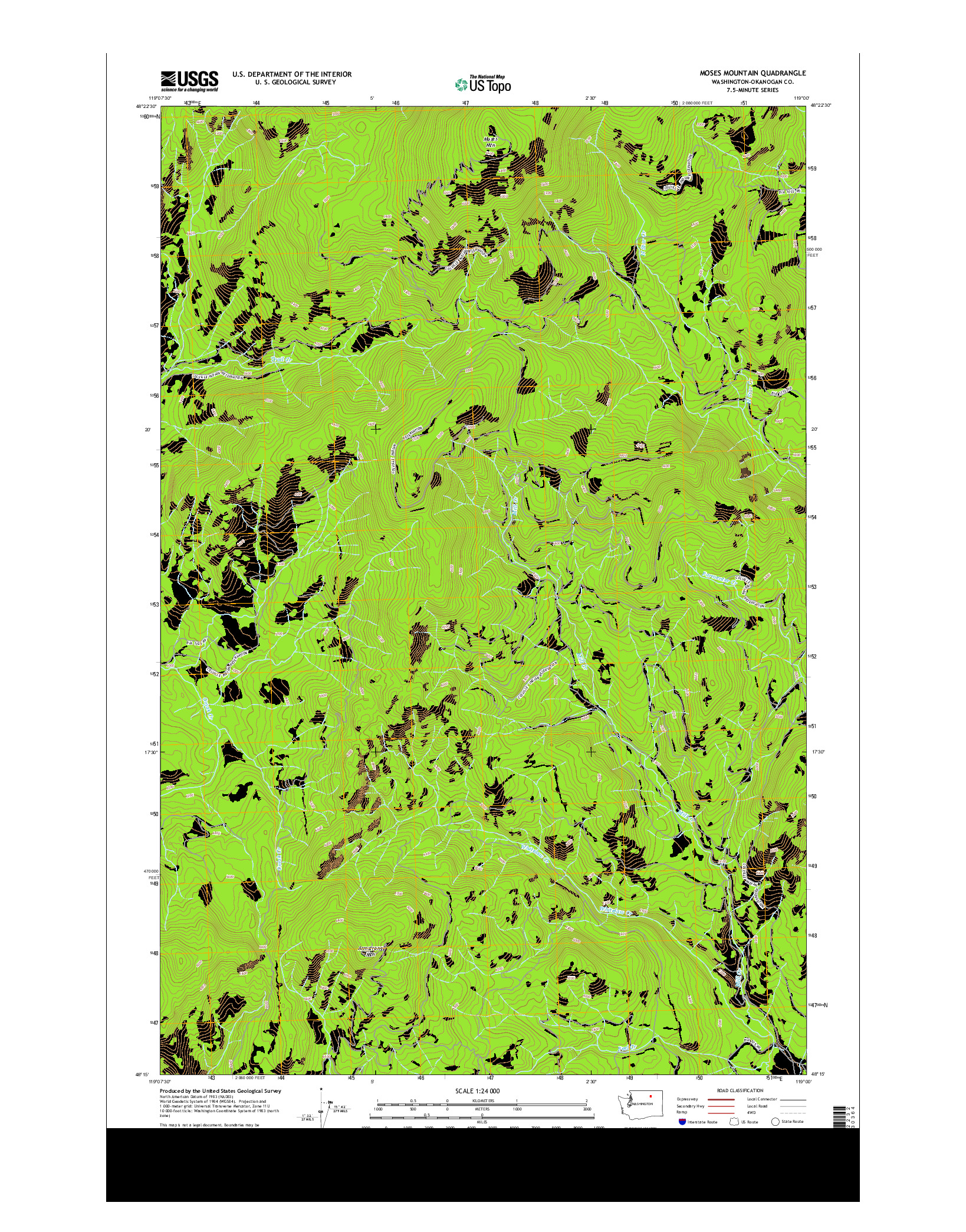 USGS US TOPO 7.5-MINUTE MAP FOR MOSES MOUNTAIN, WA 2014