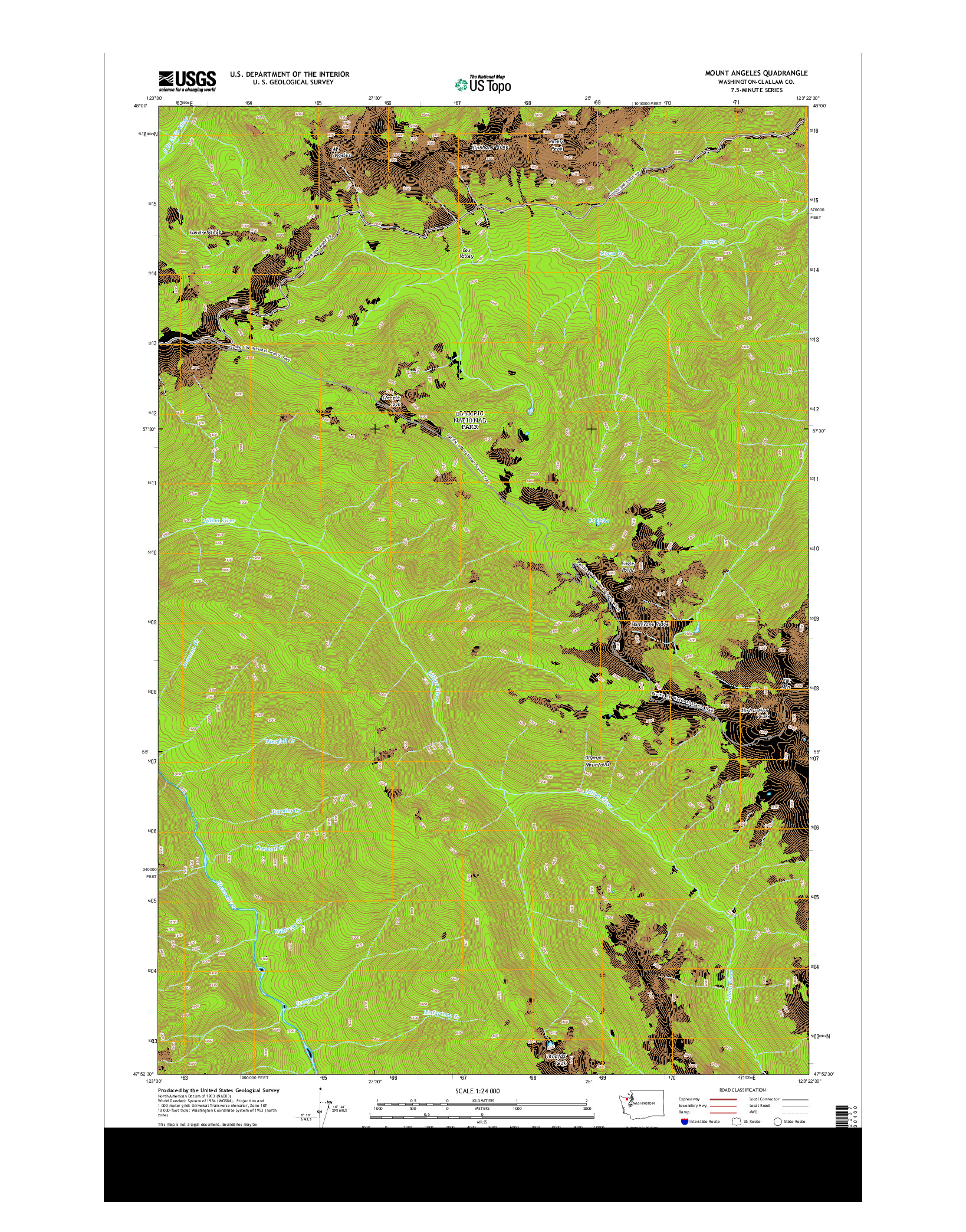 USGS US TOPO 7.5-MINUTE MAP FOR MOUNT ANGELES, WA 2014