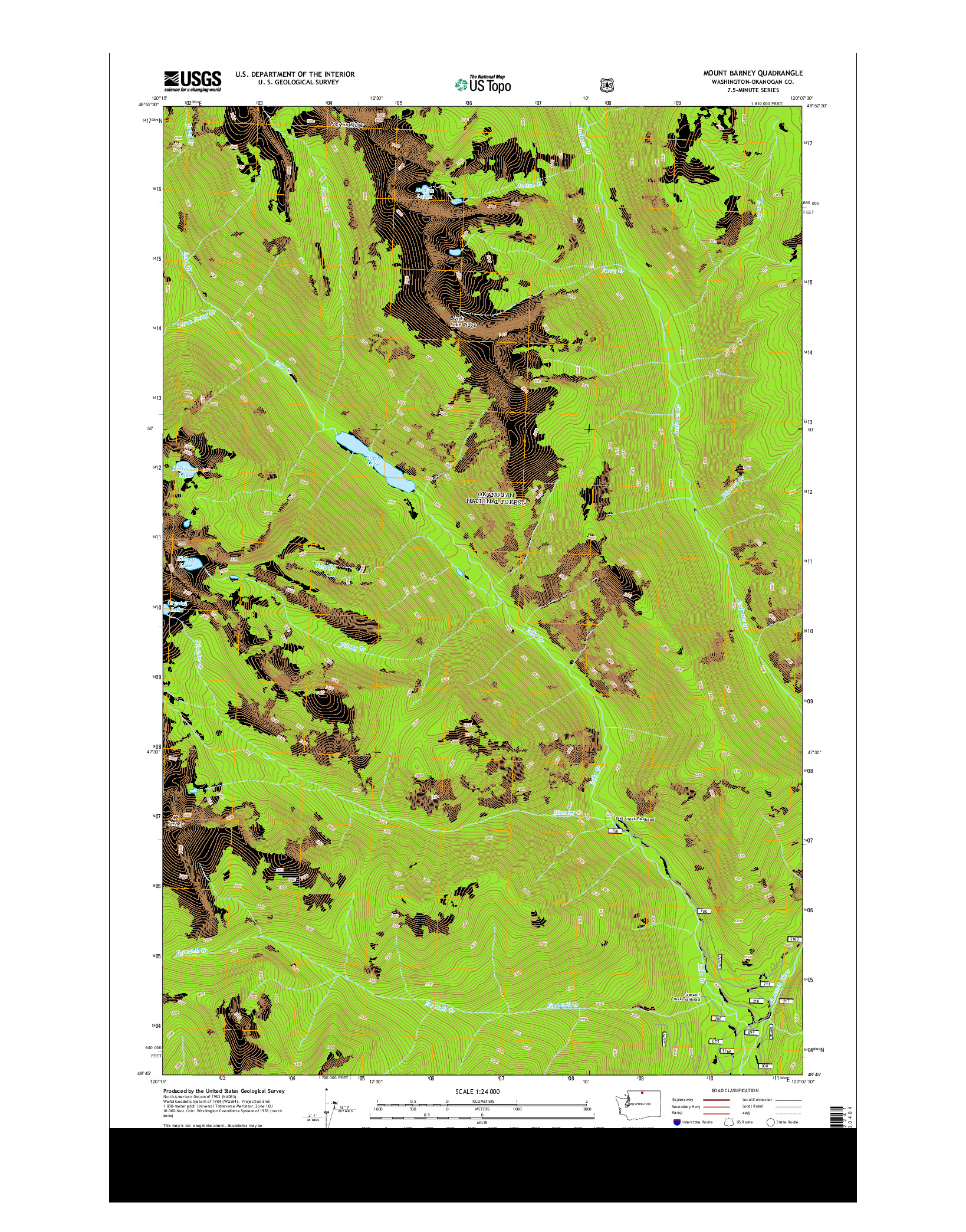 USGS US TOPO 7.5-MINUTE MAP FOR MOUNT BARNEY, WA 2014