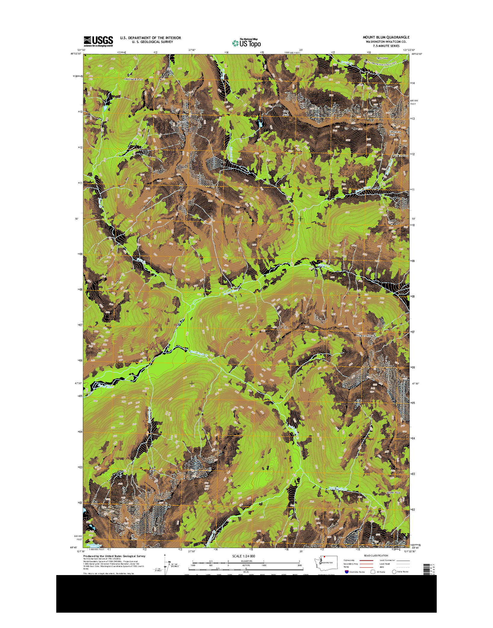 USGS US TOPO 7.5-MINUTE MAP FOR MOUNT BLUM, WA 2014