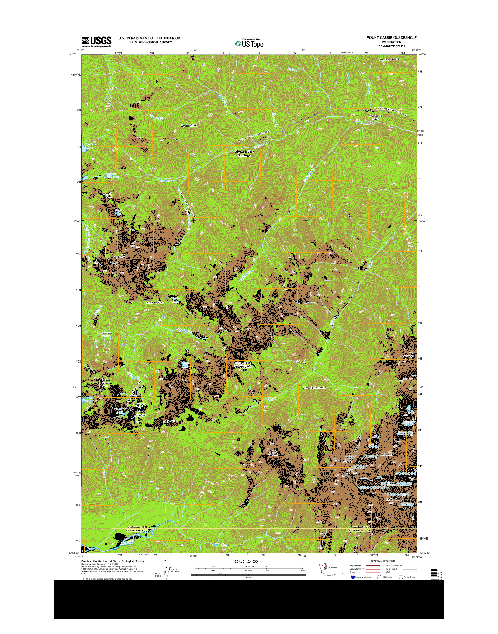 USGS US TOPO 7.5-MINUTE MAP FOR MOUNT CARRIE, WA 2014