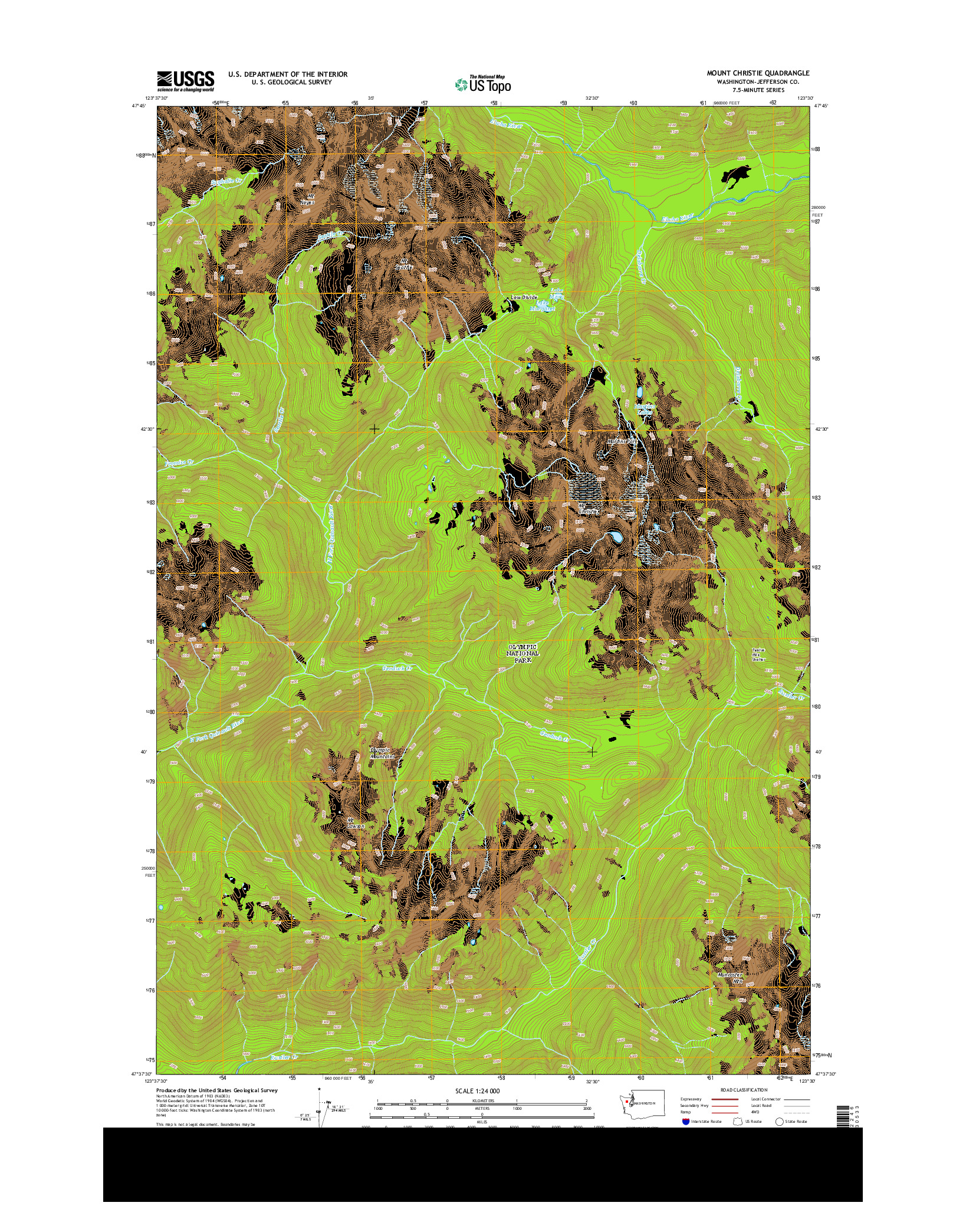 USGS US TOPO 7.5-MINUTE MAP FOR MOUNT CHRISTIE, WA 2014