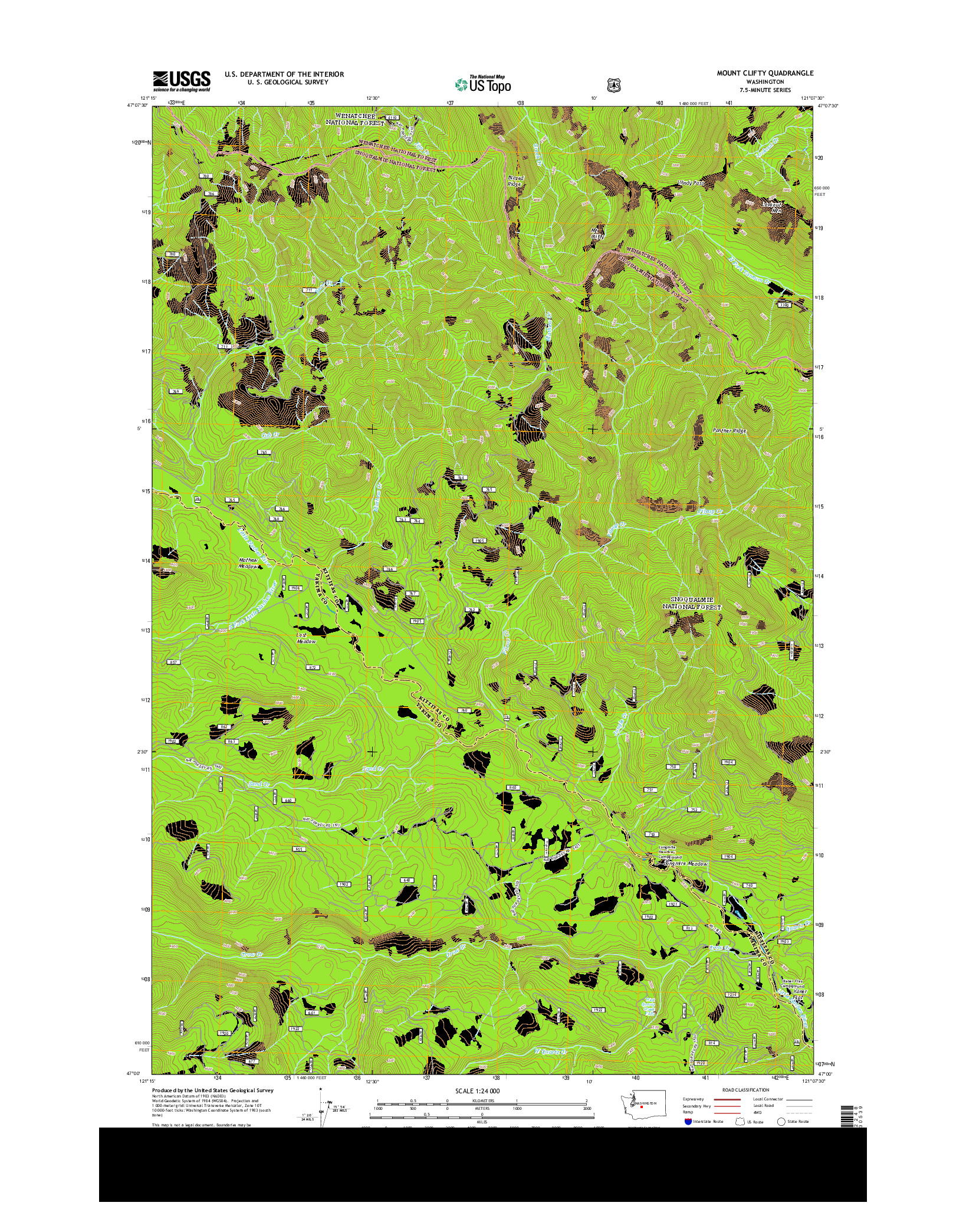 USGS US TOPO 7.5-MINUTE MAP FOR MOUNT CLIFTY, WA 2014