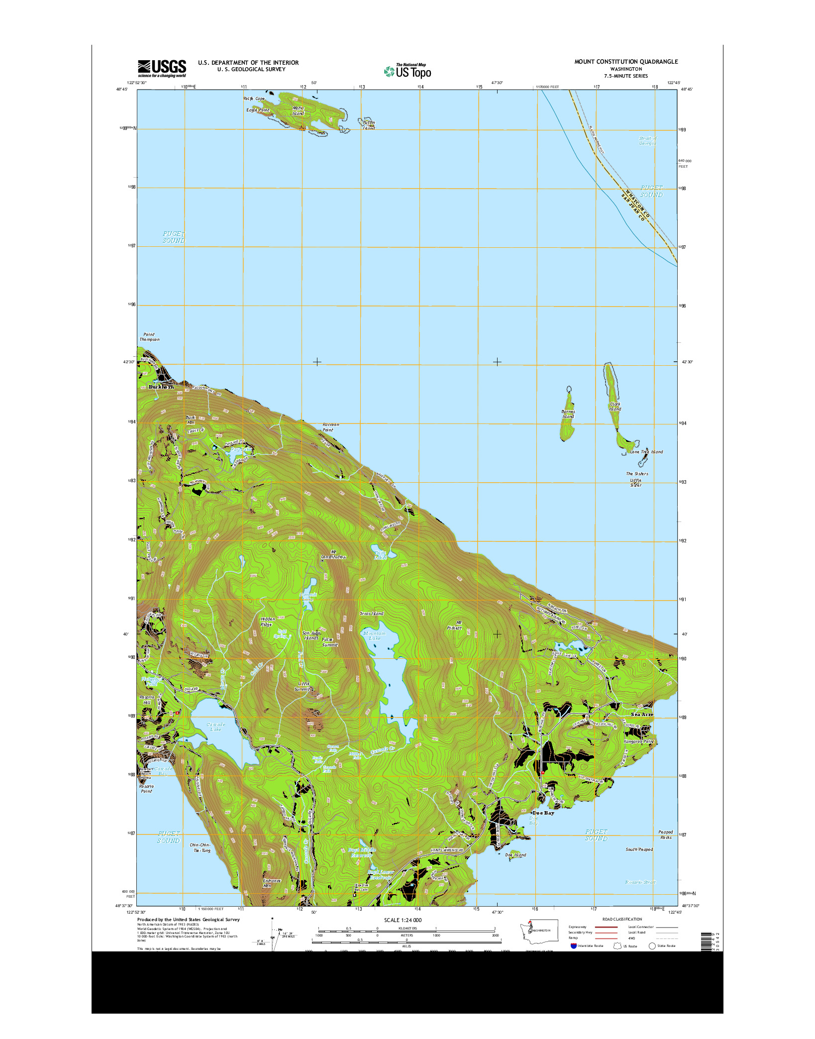 USGS US TOPO 7.5-MINUTE MAP FOR MOUNT CONSTITUTION, WA 2014