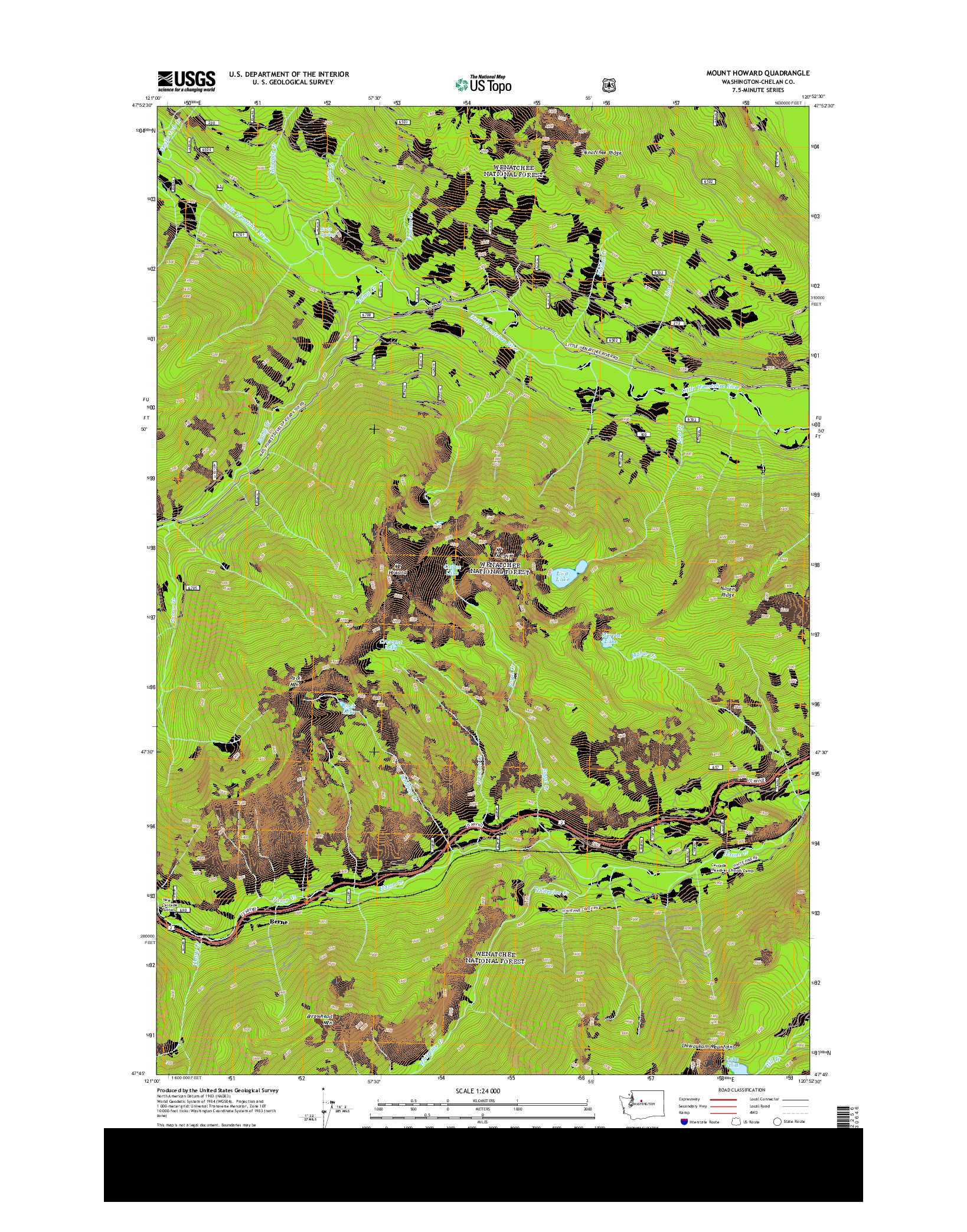 USGS US TOPO 7.5-MINUTE MAP FOR MOUNT HOWARD, WA 2014