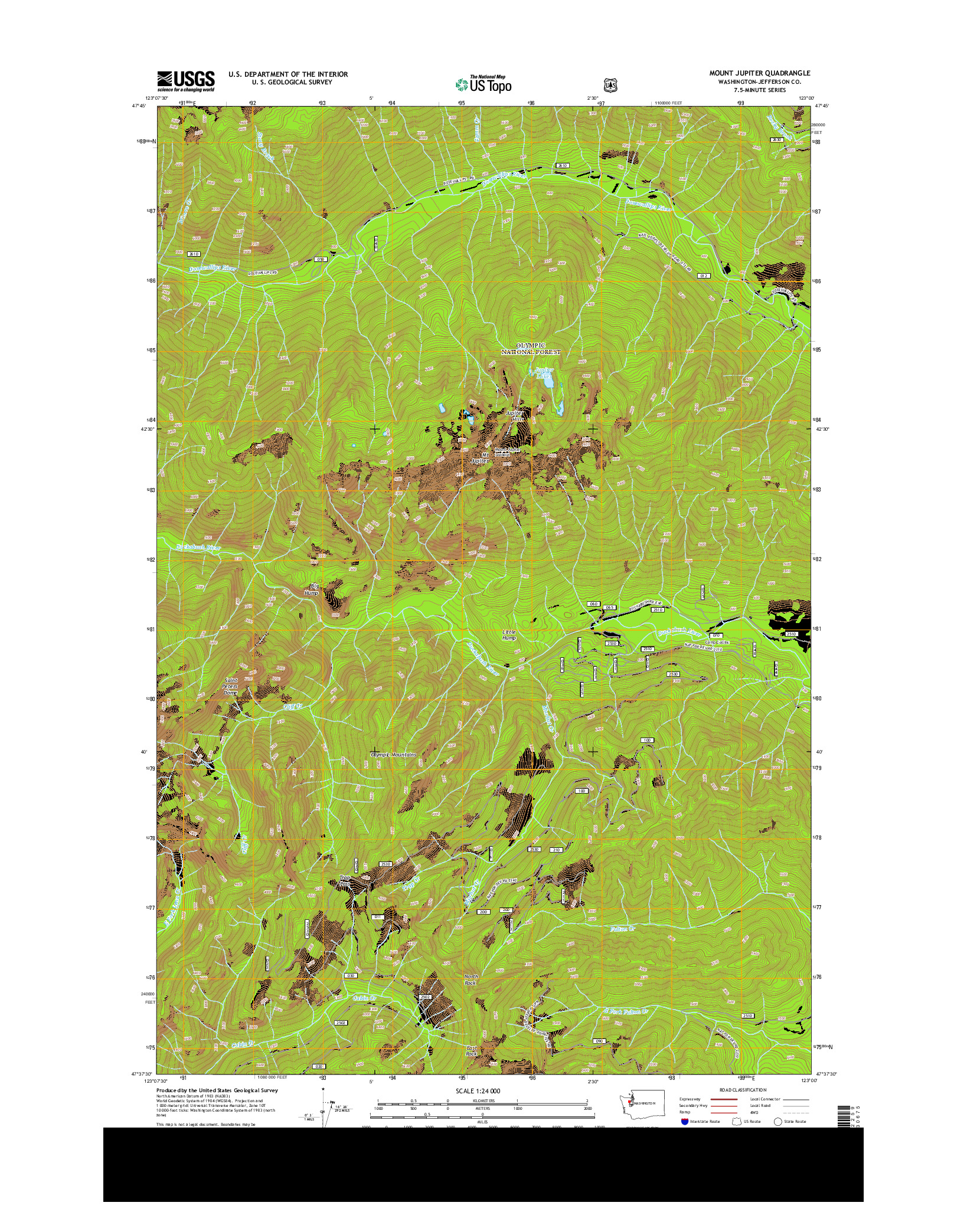 USGS US TOPO 7.5-MINUTE MAP FOR MOUNT JUPITER, WA 2014