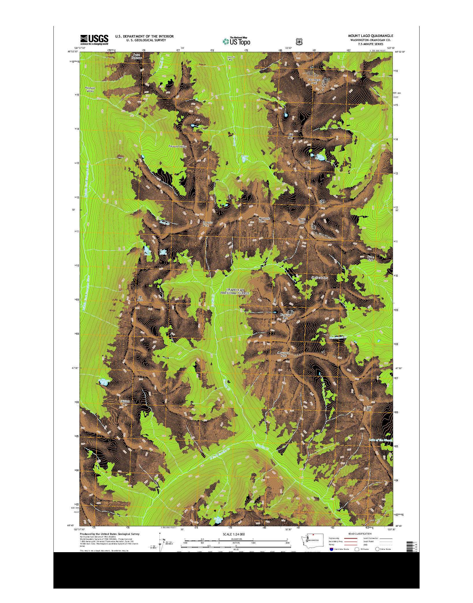 USGS US TOPO 7.5-MINUTE MAP FOR MOUNT LAGO, WA 2014