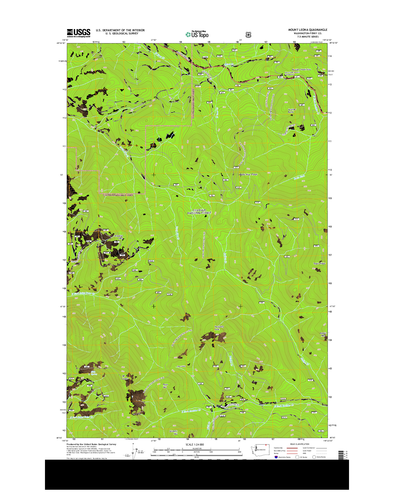 USGS US TOPO 7.5-MINUTE MAP FOR MOUNT LEONA, WA 2014