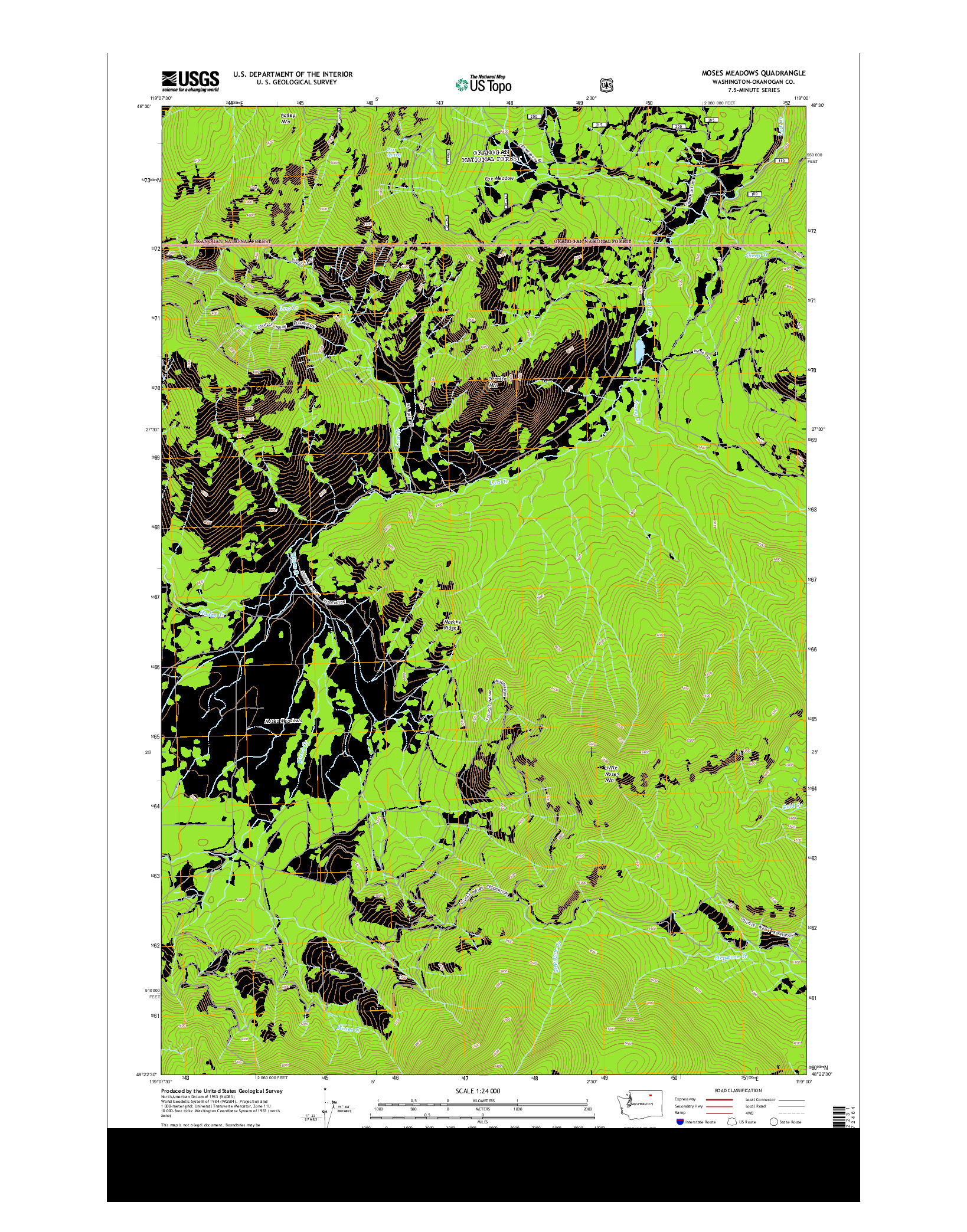 USGS US TOPO 7.5-MINUTE MAP FOR MOSES MEADOWS, WA 2014