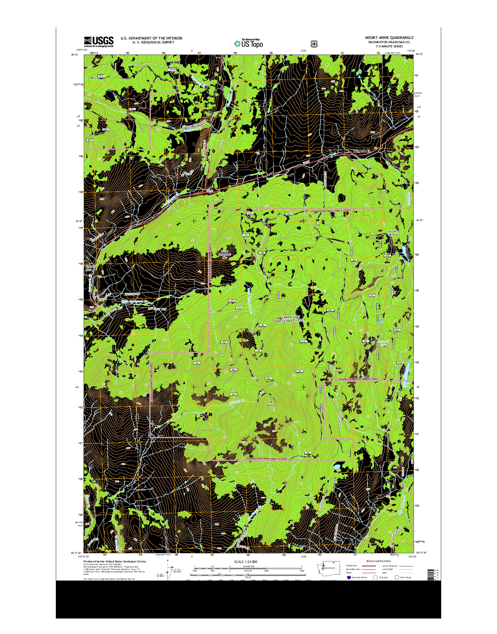 USGS US TOPO 7.5-MINUTE MAP FOR MOUNT ANNIE, WA 2014