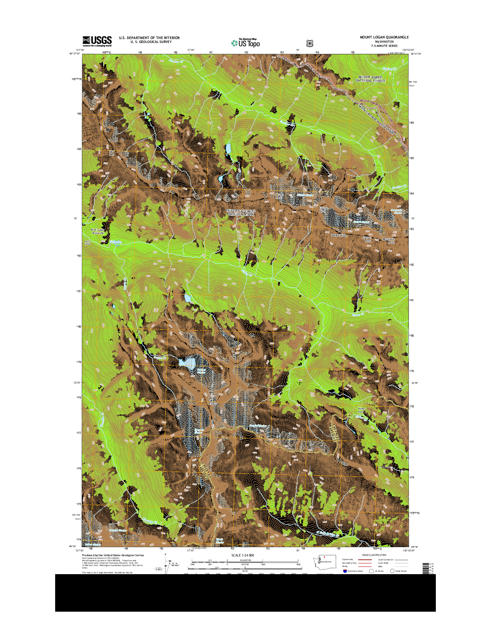 USGS US TOPO 7.5-MINUTE MAP FOR MOUNT LOGAN, WA 2014