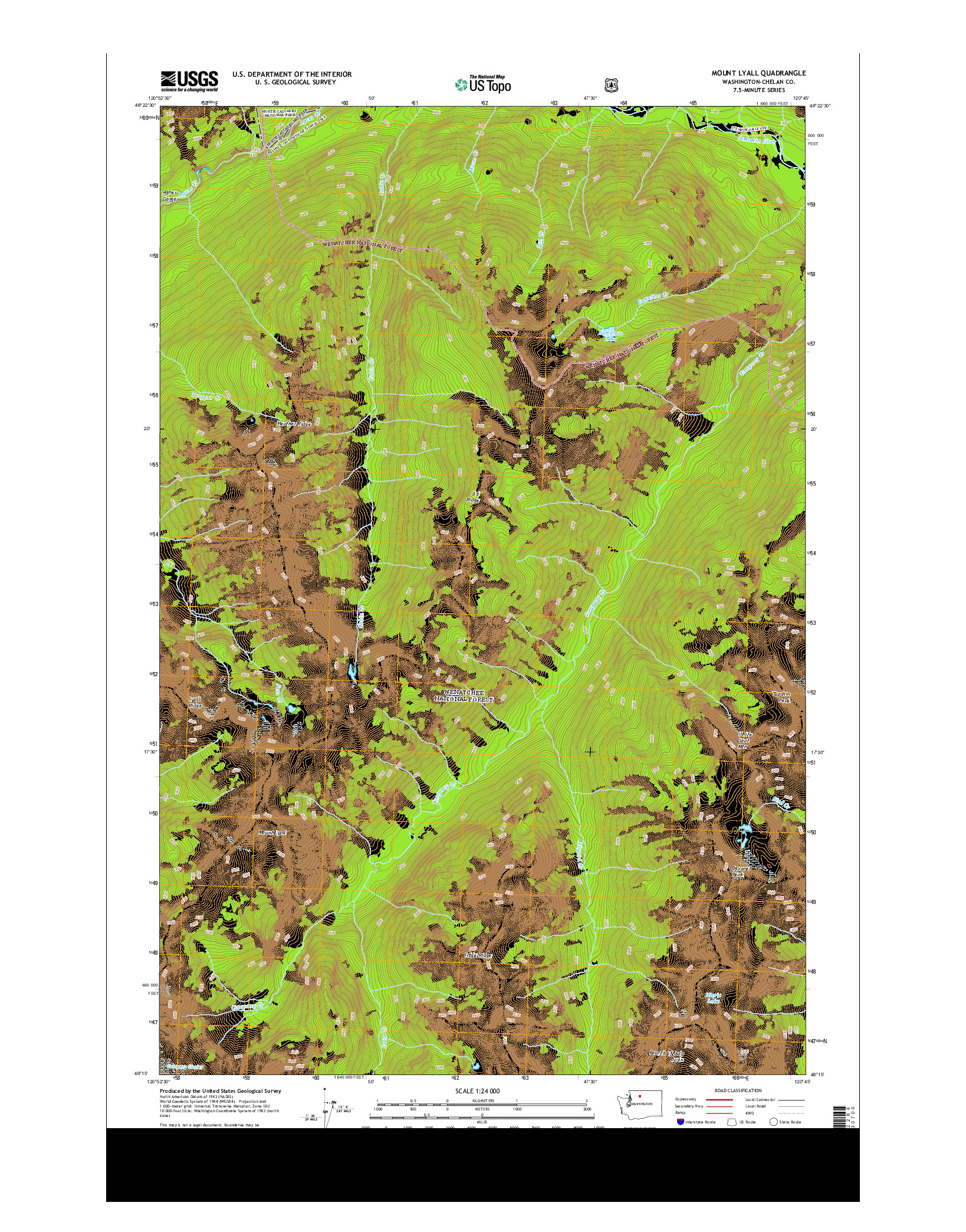 USGS US TOPO 7.5-MINUTE MAP FOR MOUNT LYALL, WA 2014