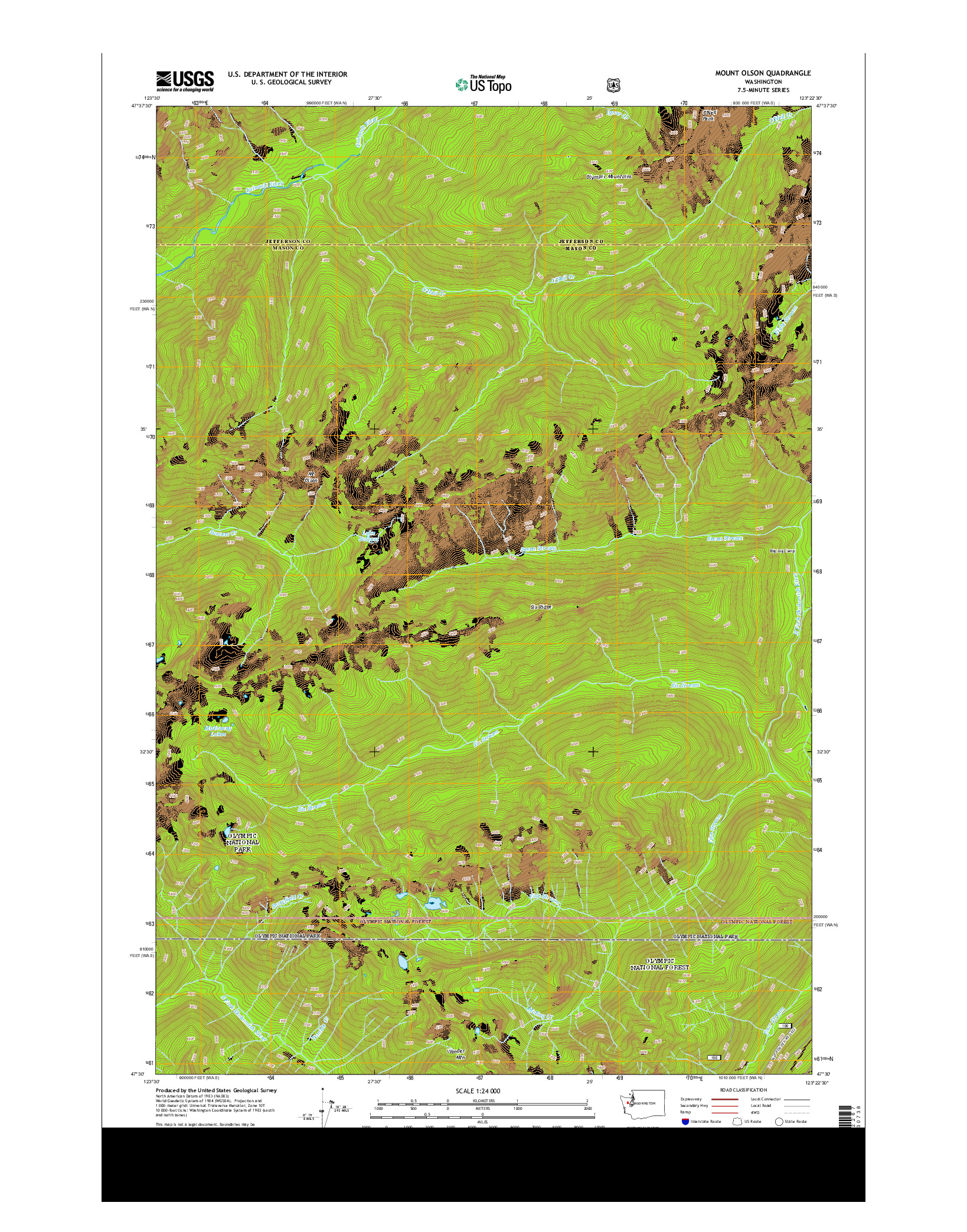 USGS US TOPO 7.5-MINUTE MAP FOR MOUNT OLSON, WA 2014