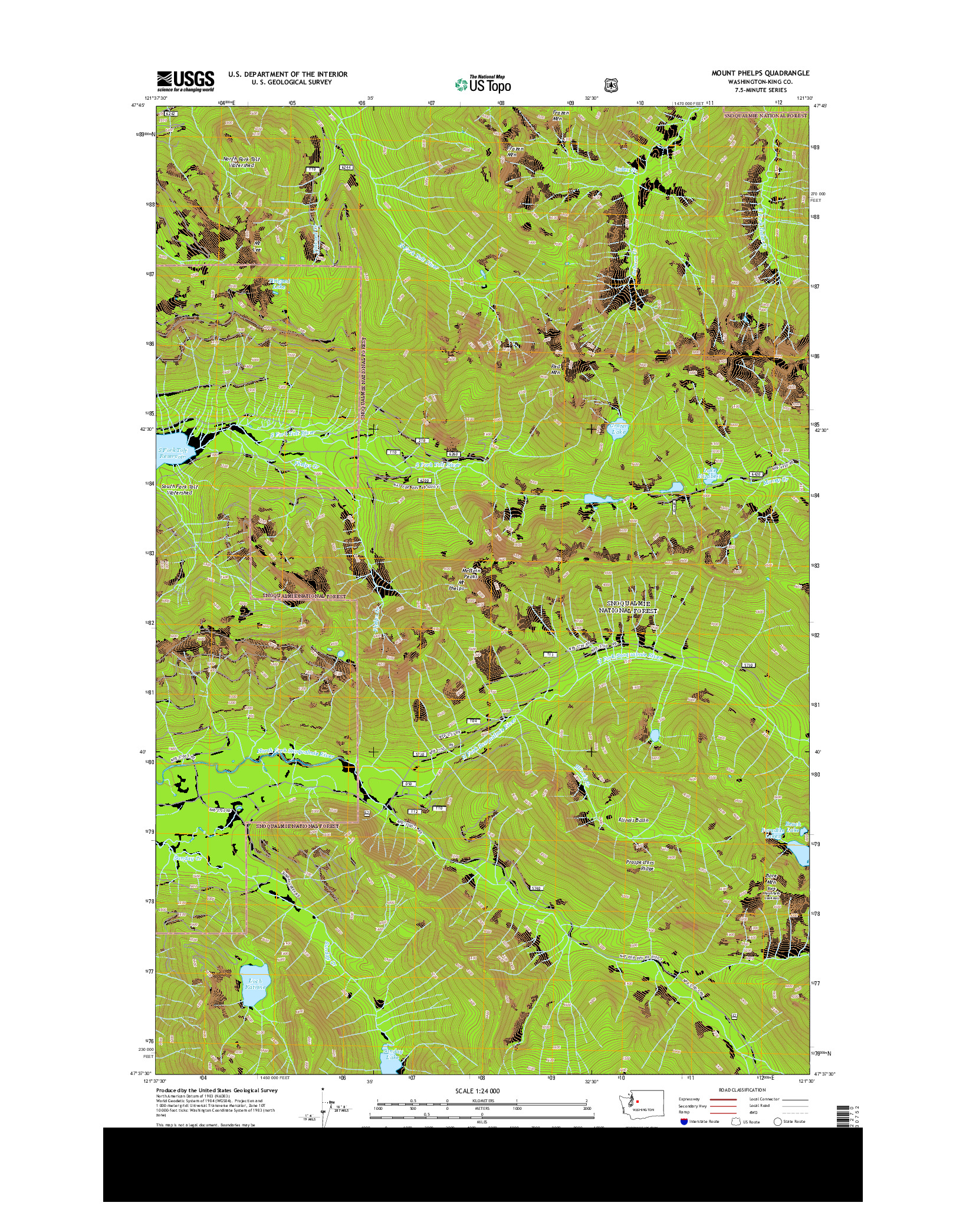 USGS US TOPO 7.5-MINUTE MAP FOR MOUNT PHELPS, WA 2014