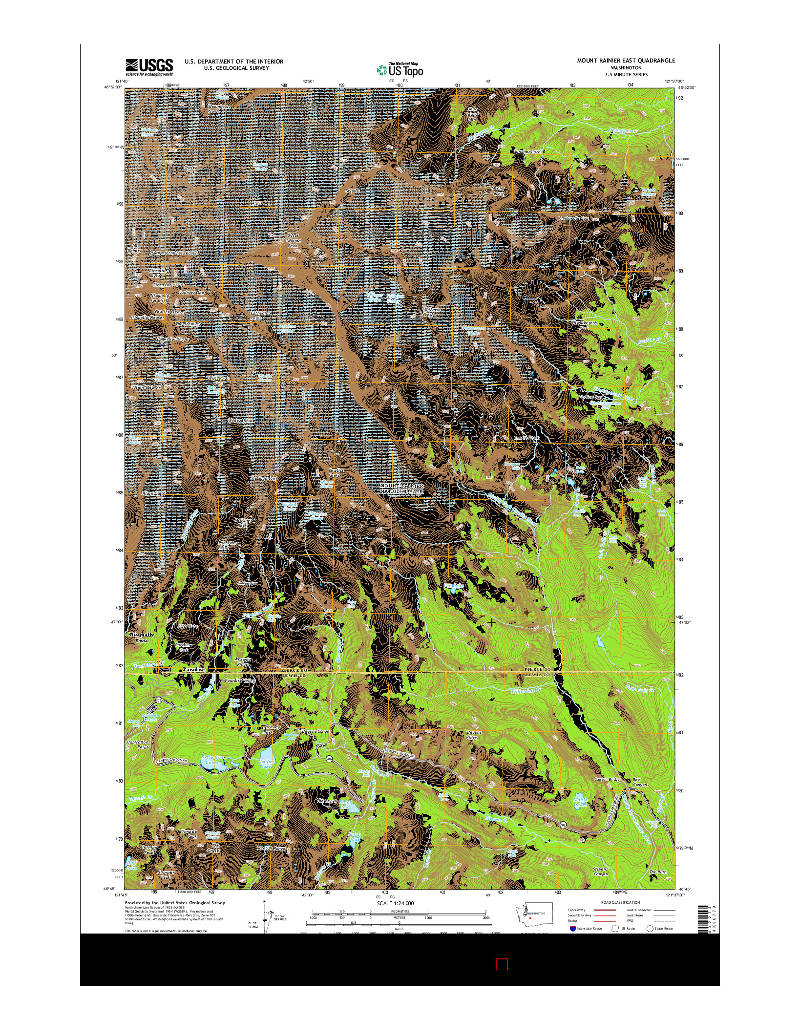 USGS US TOPO 7.5-MINUTE MAP FOR MOUNT RAINIER EAST, WA 2014