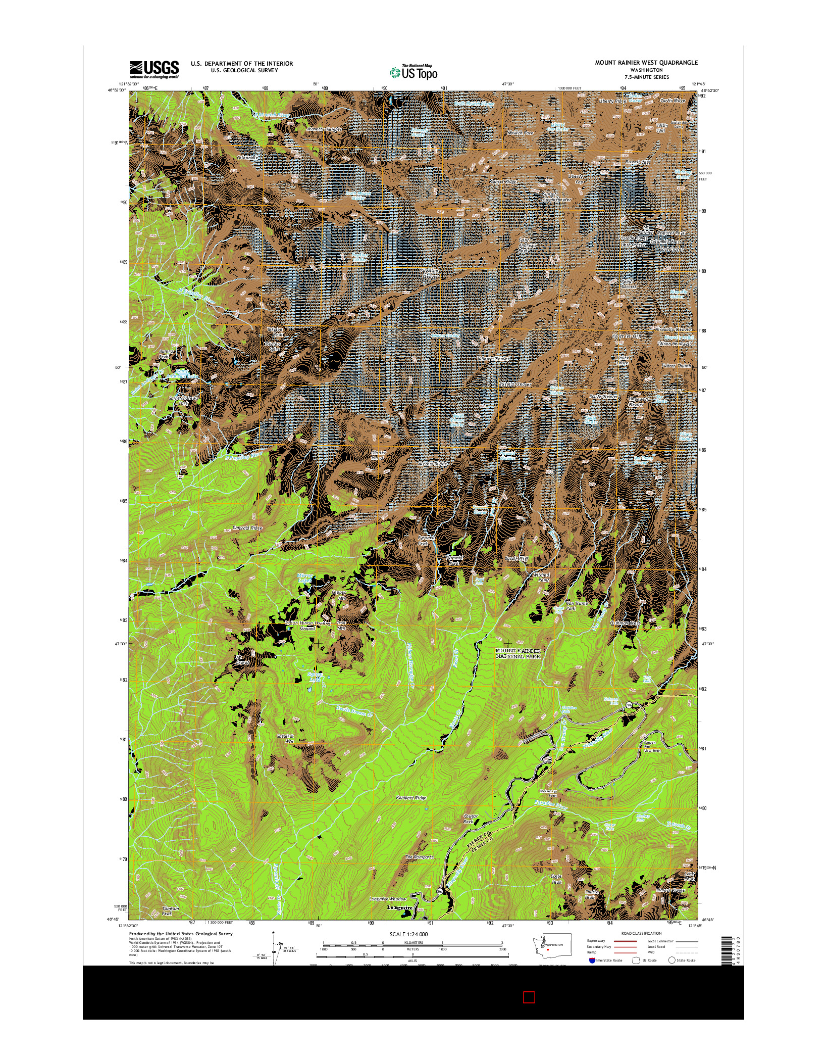 USGS US TOPO 7.5-MINUTE MAP FOR MOUNT RAINIER WEST, WA 2014