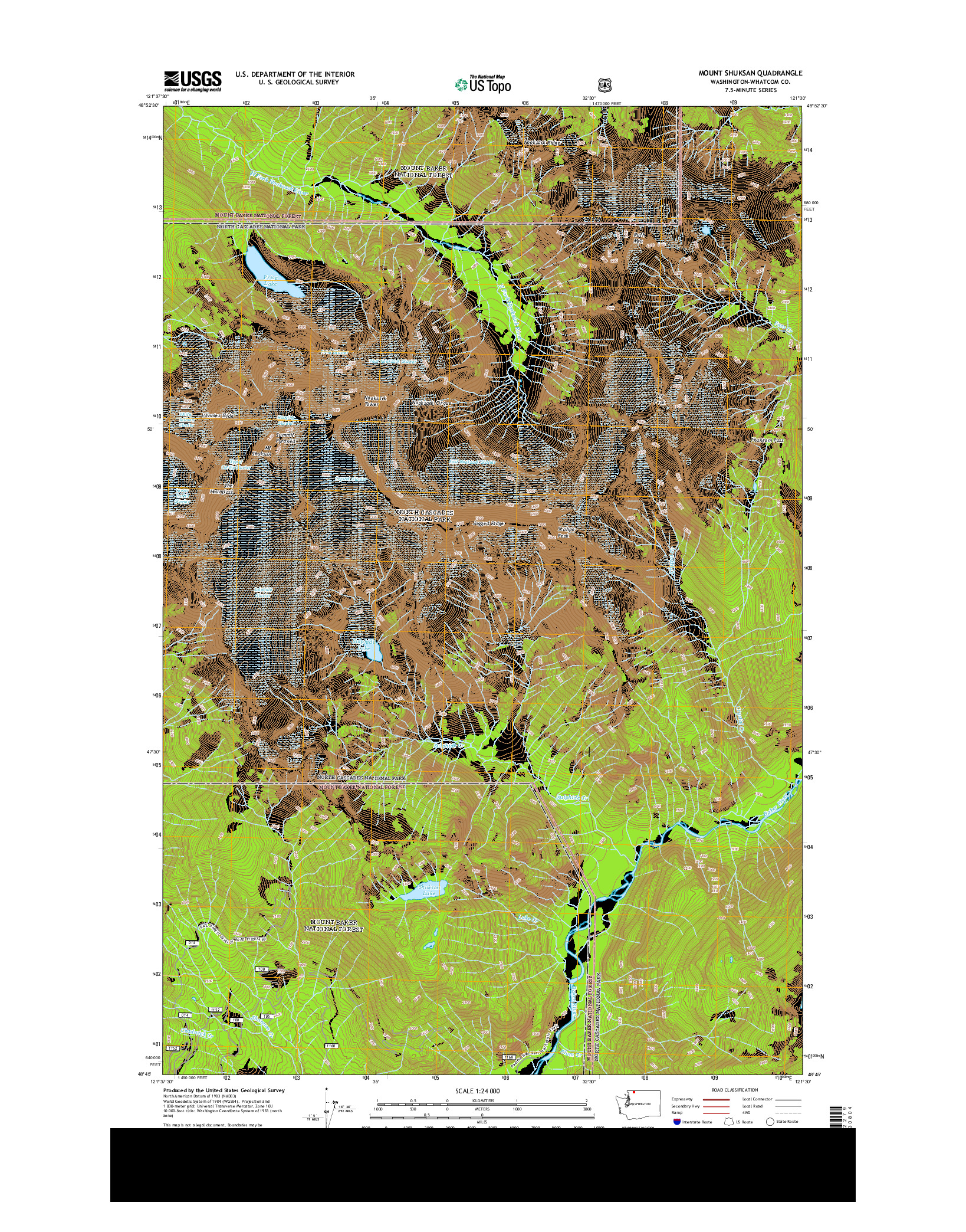 USGS US TOPO 7.5-MINUTE MAP FOR MOUNT SHUKSAN, WA 2014