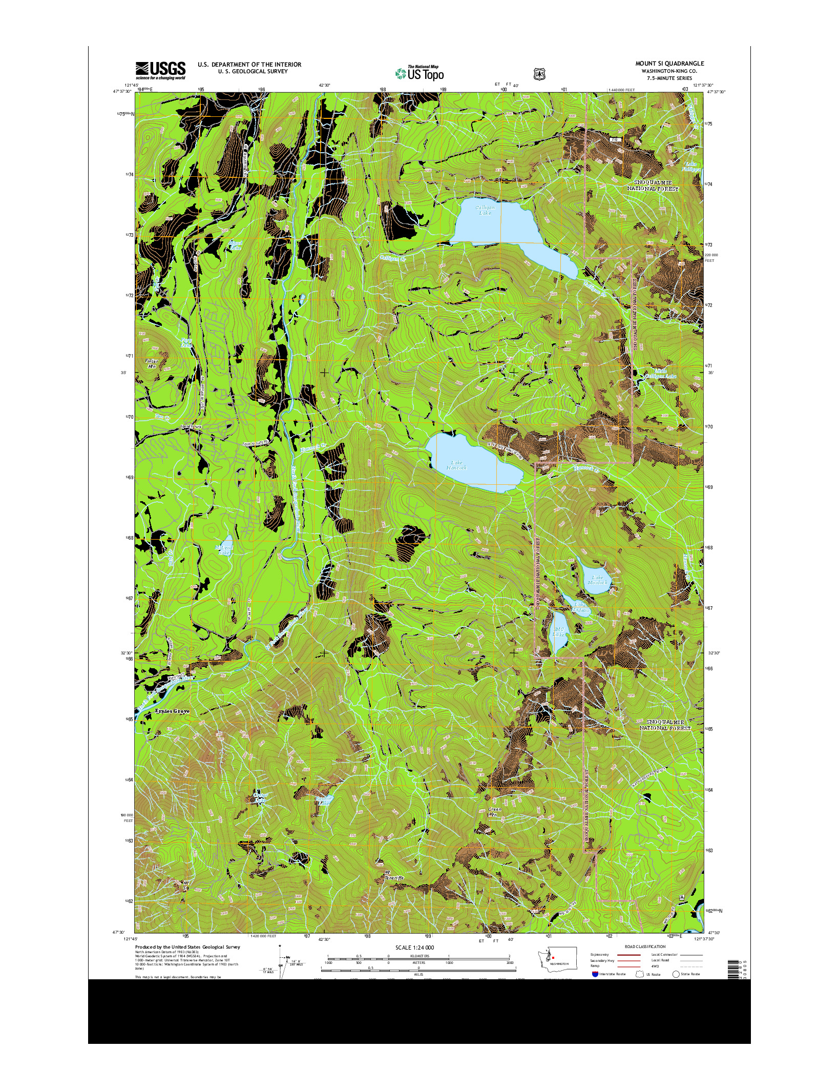 USGS US TOPO 7.5-MINUTE MAP FOR MOUNT SI, WA 2014