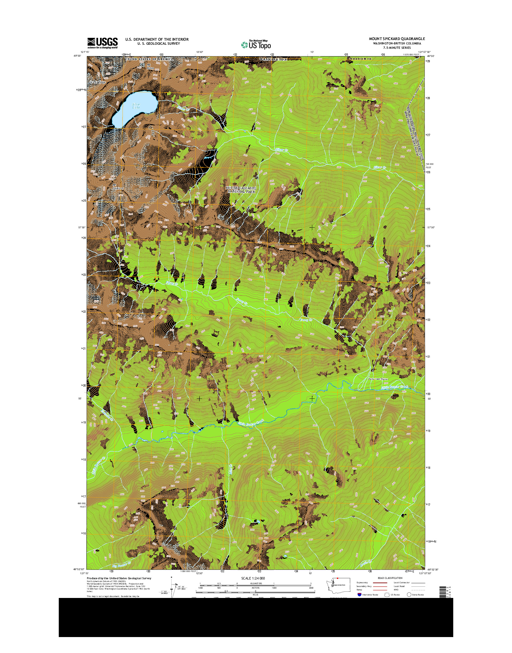 USGS US TOPO 7.5-MINUTE MAP FOR MOUNT SPICKARD, WA-BC 2014