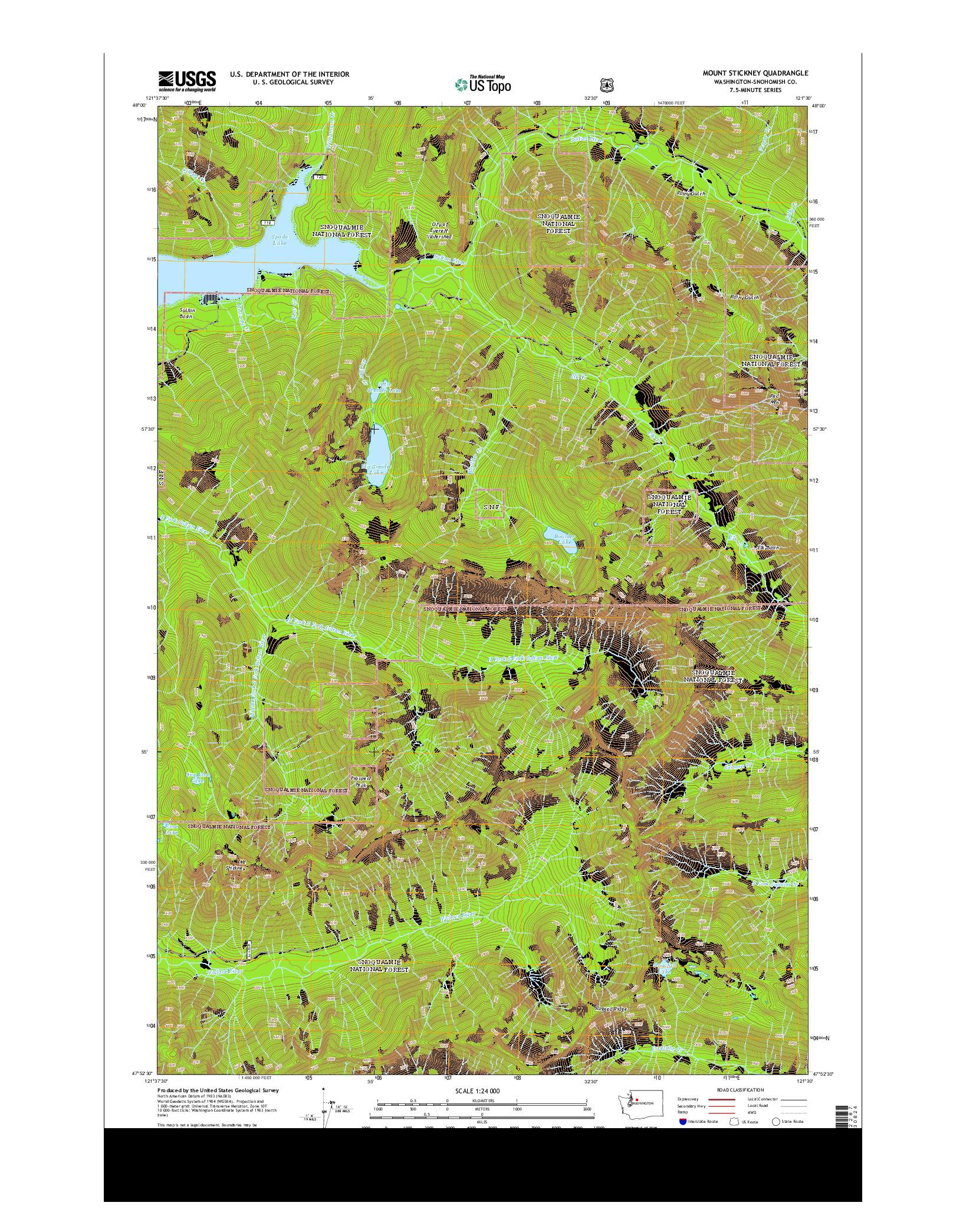 USGS US TOPO 7.5-MINUTE MAP FOR MOUNT STICKNEY, WA 2014