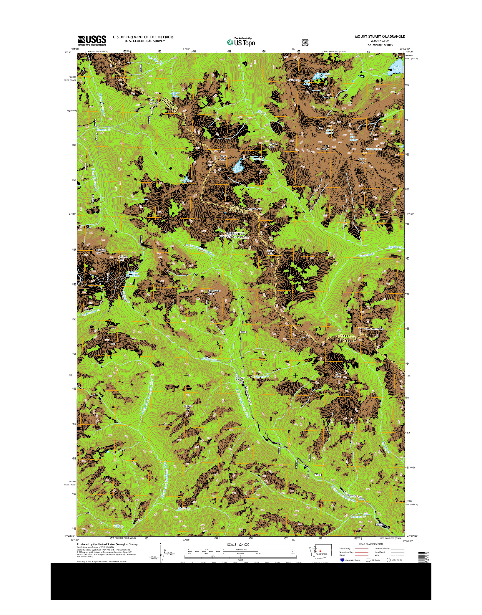 USGS US TOPO 7.5-MINUTE MAP FOR MOUNT STUART, WA 2014