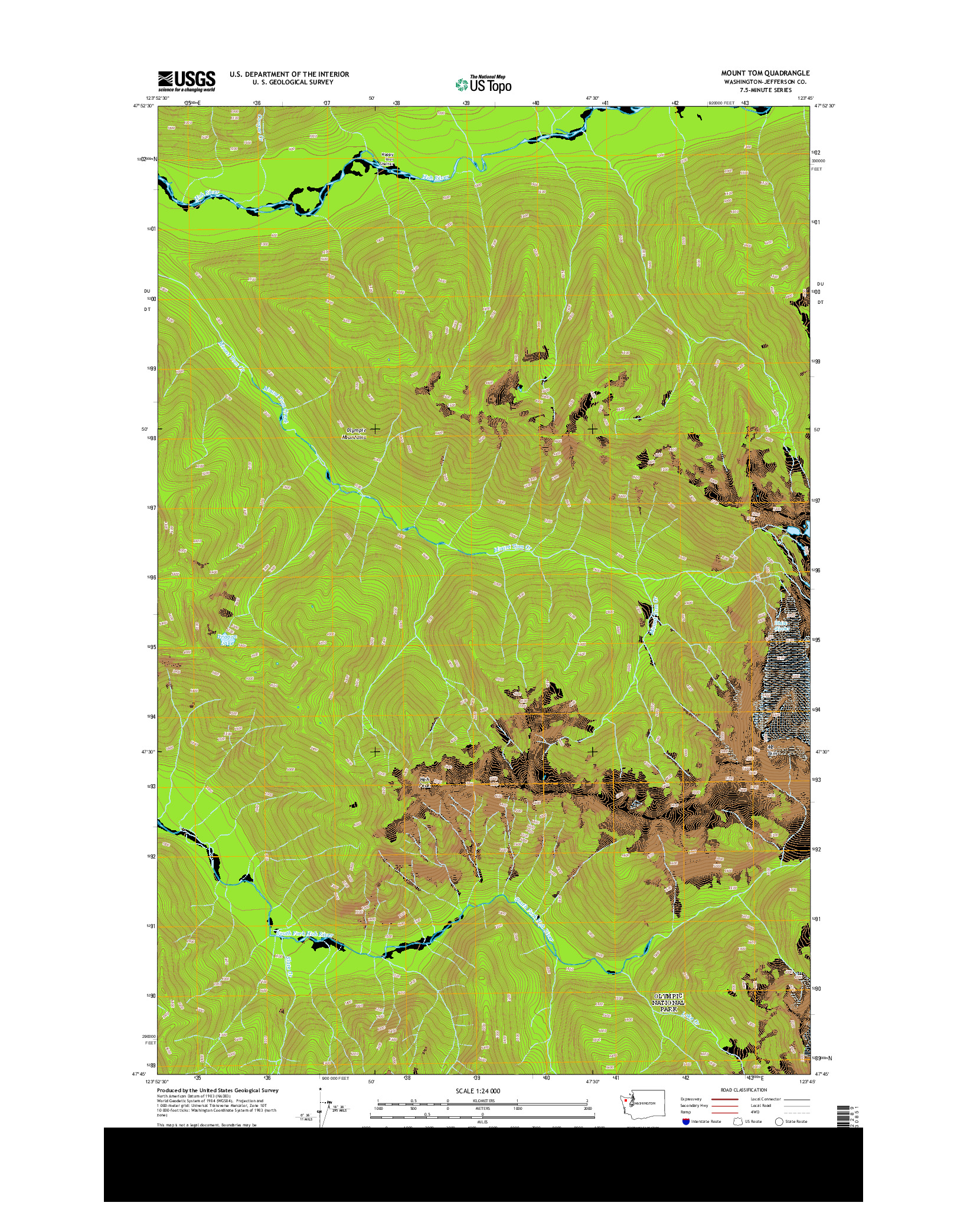 USGS US TOPO 7.5-MINUTE MAP FOR MOUNT TOM, WA 2014