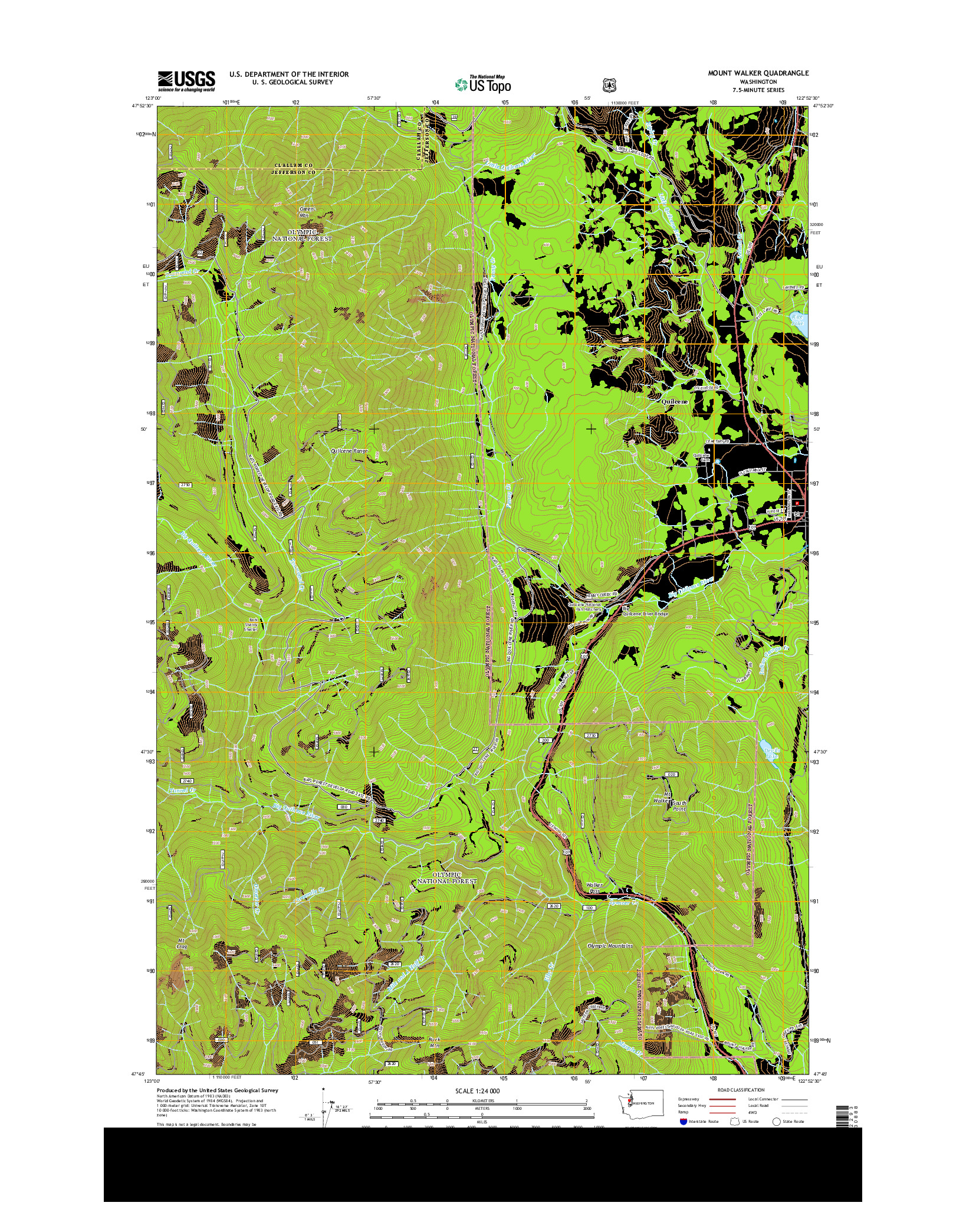 USGS US TOPO 7.5-MINUTE MAP FOR MOUNT WALKER, WA 2014