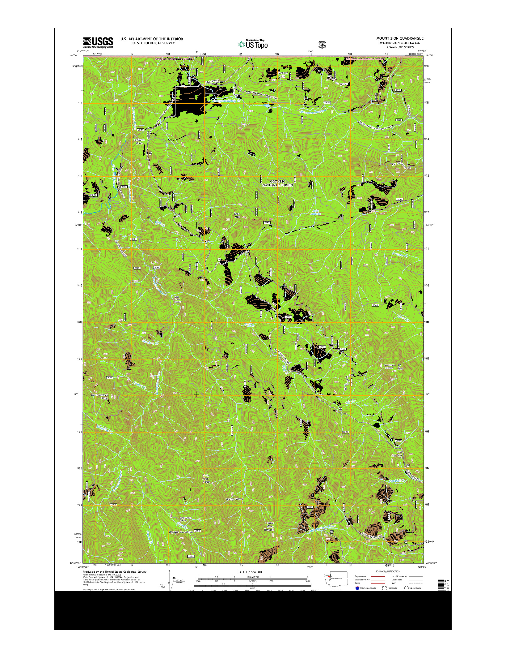 USGS US TOPO 7.5-MINUTE MAP FOR MOUNT ZION, WA 2014