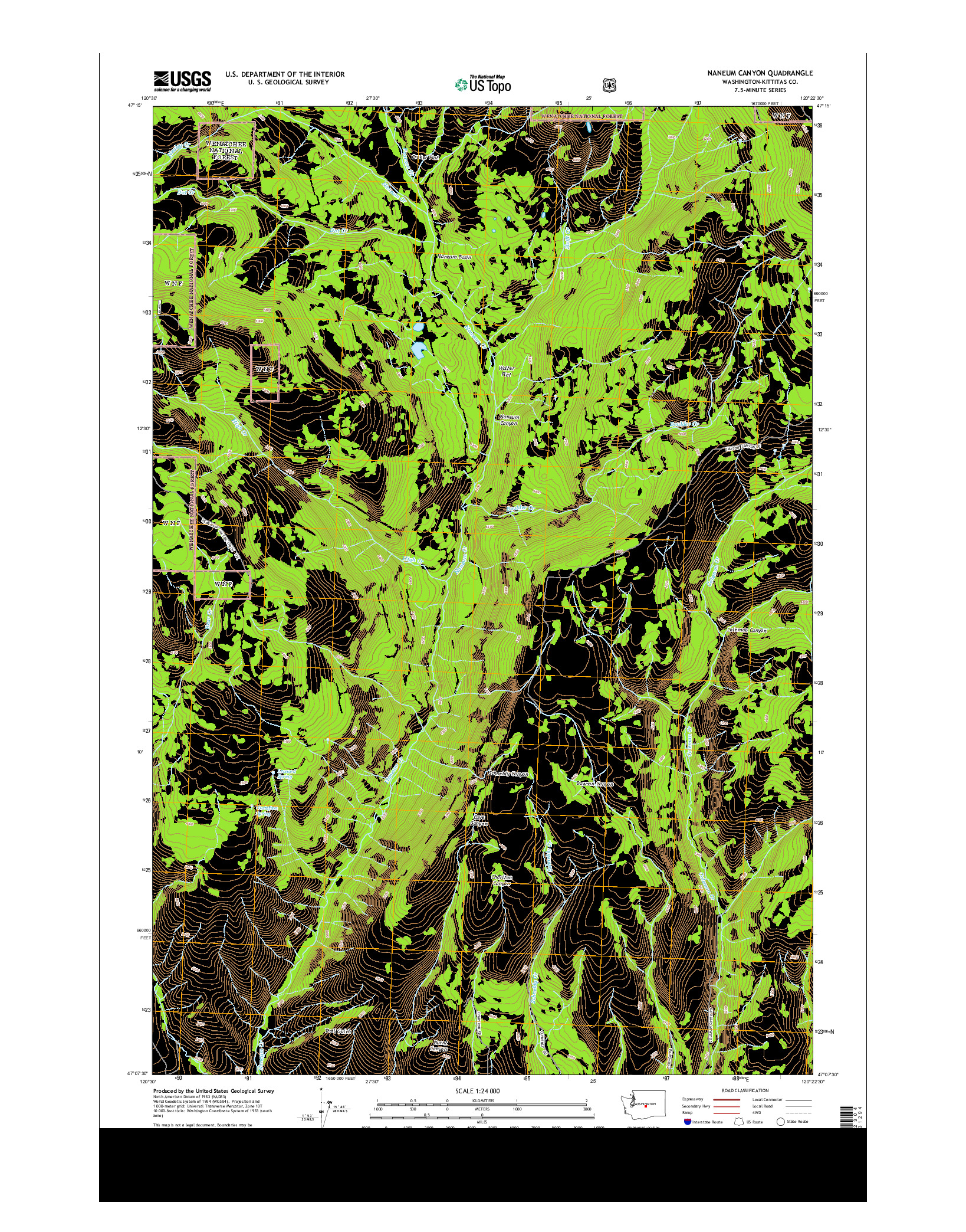 USGS US TOPO 7.5-MINUTE MAP FOR NANEUM CANYON, WA 2014