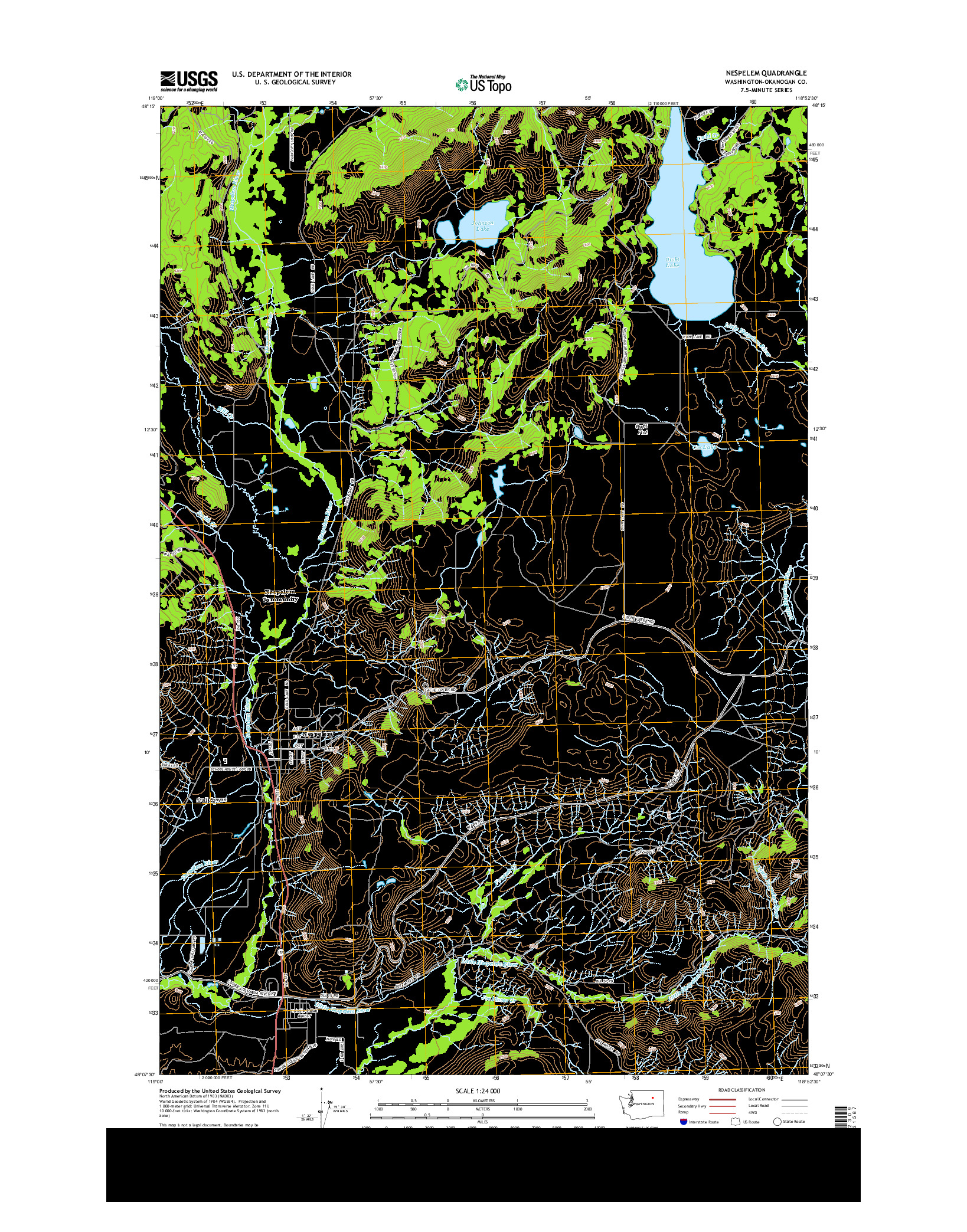 USGS US TOPO 7.5-MINUTE MAP FOR NESPELEM, WA 2014