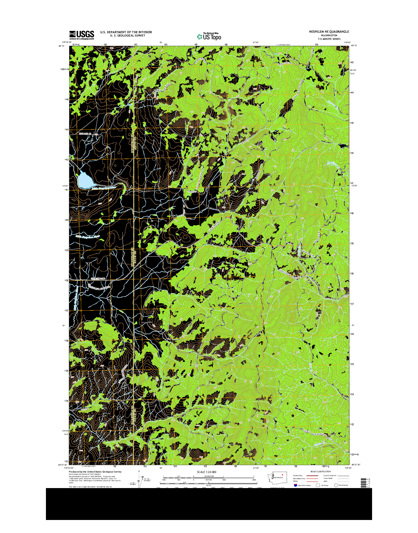 USGS US TOPO 7.5-MINUTE MAP FOR NESPELEM NE, WA 2014