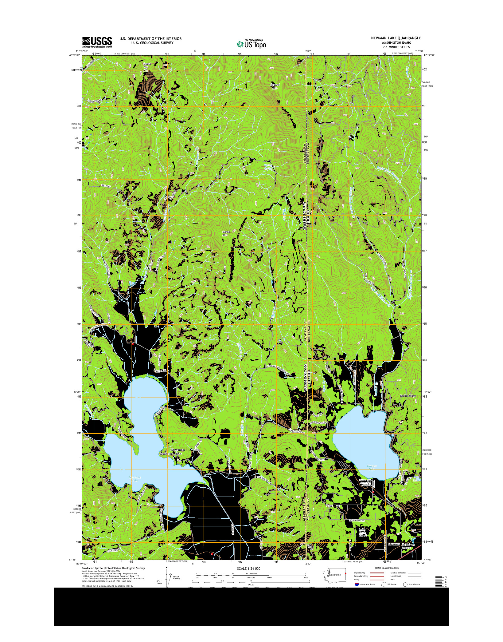 USGS US TOPO 7.5-MINUTE MAP FOR NEWMAN LAKE, WA-ID 2014