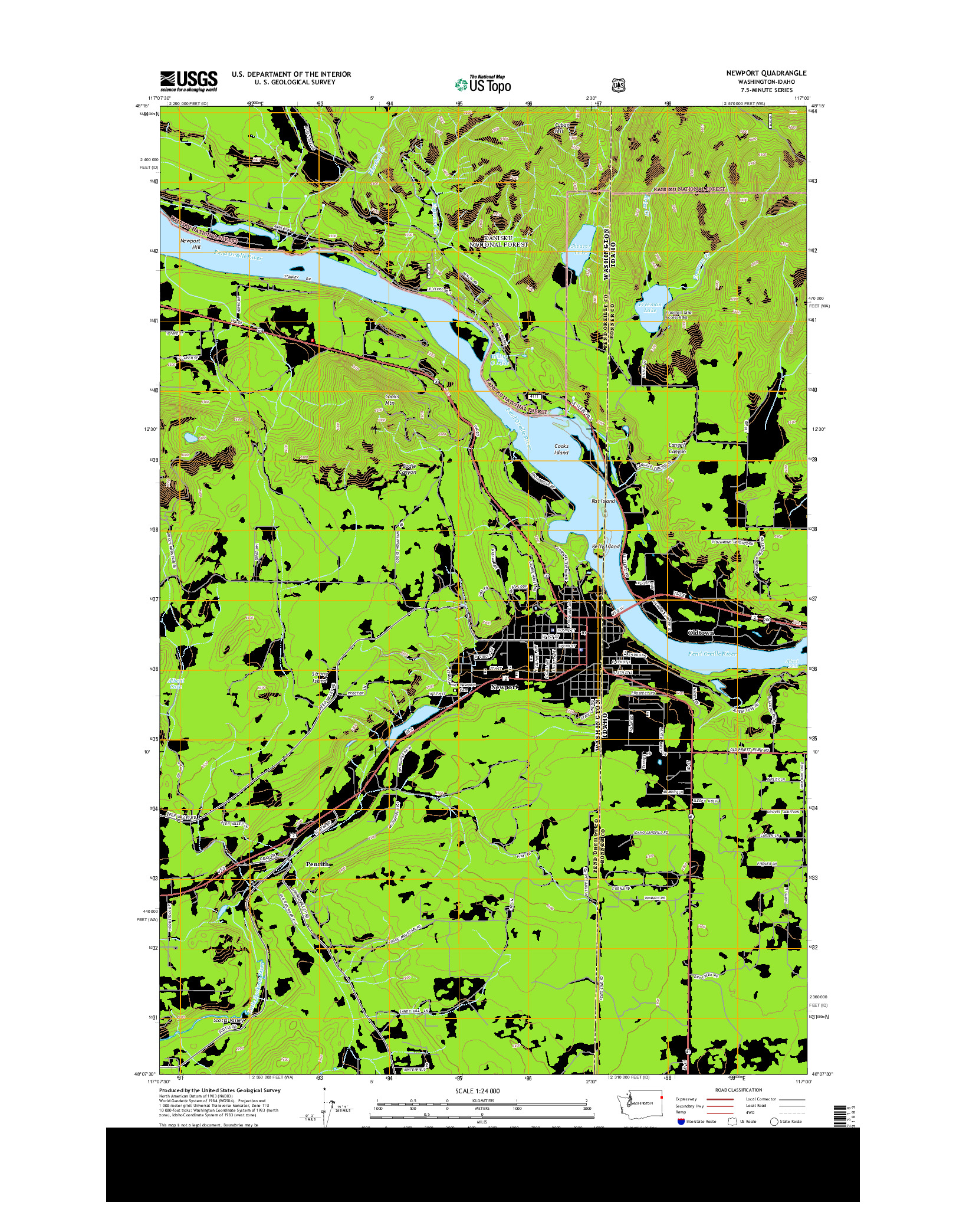 USGS US TOPO 7.5-MINUTE MAP FOR NEWPORT, WA-ID 2014