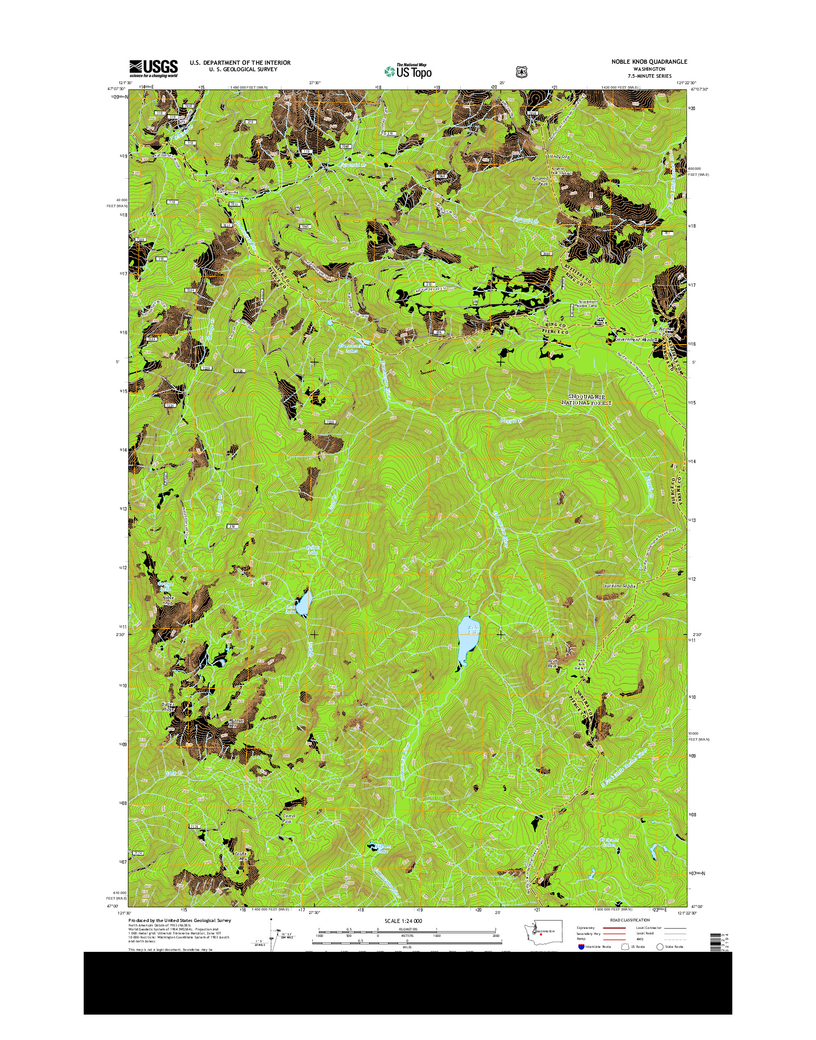 USGS US TOPO 7.5-MINUTE MAP FOR NOBLE KNOB, WA 2014