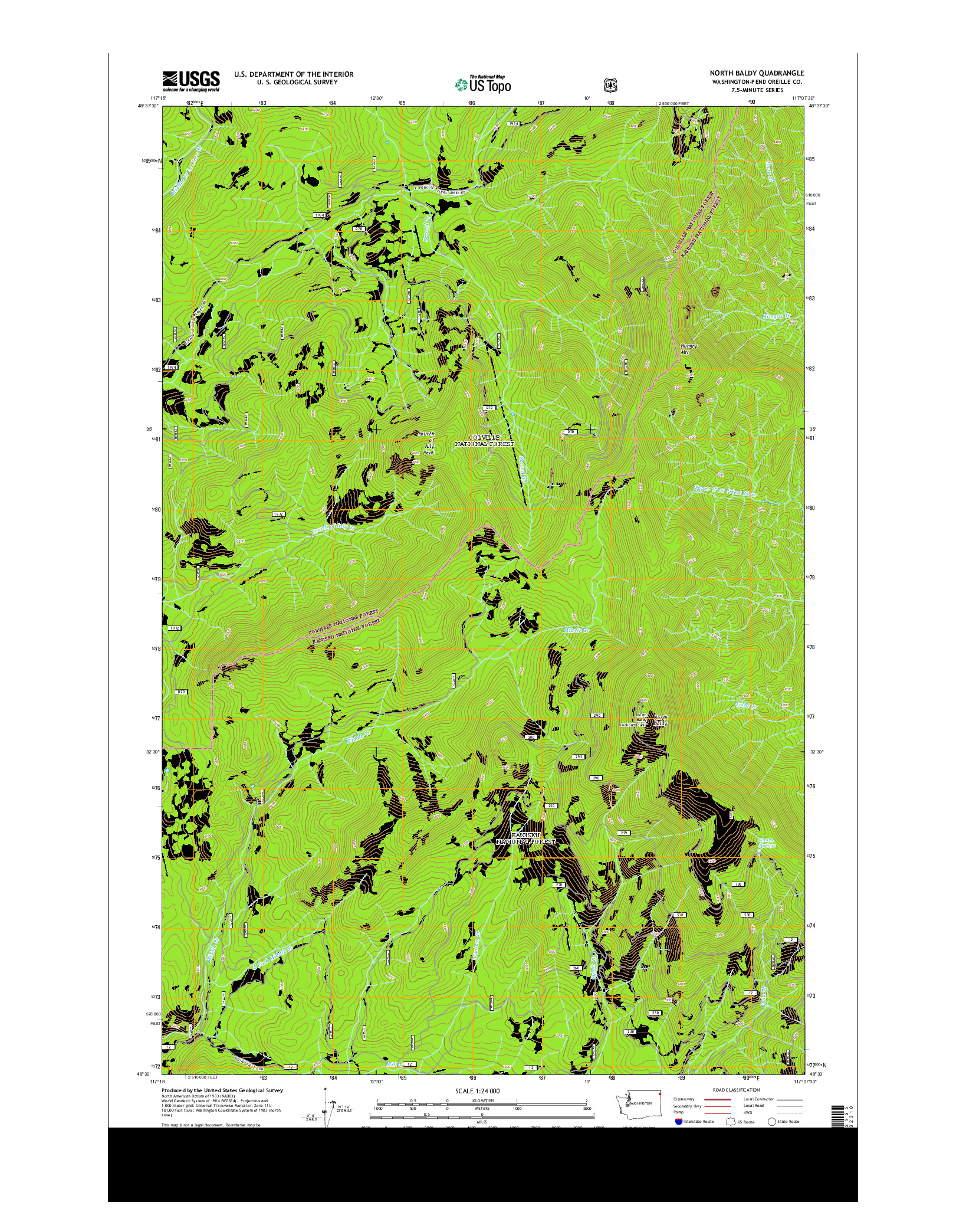 USGS US TOPO 7.5-MINUTE MAP FOR NORTH BALDY, WA 2014