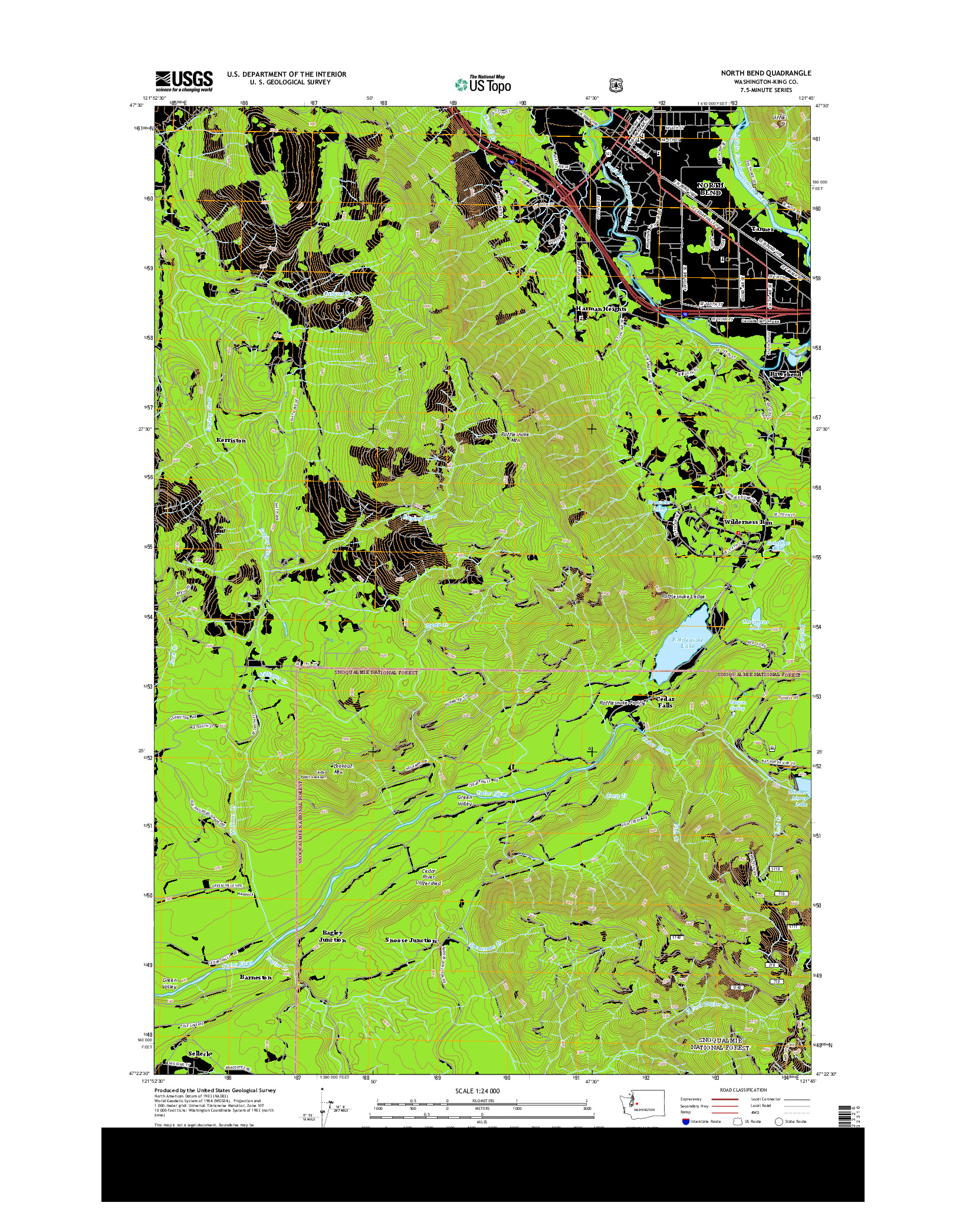 USGS US TOPO 7.5-MINUTE MAP FOR NORTH BEND, WA 2014