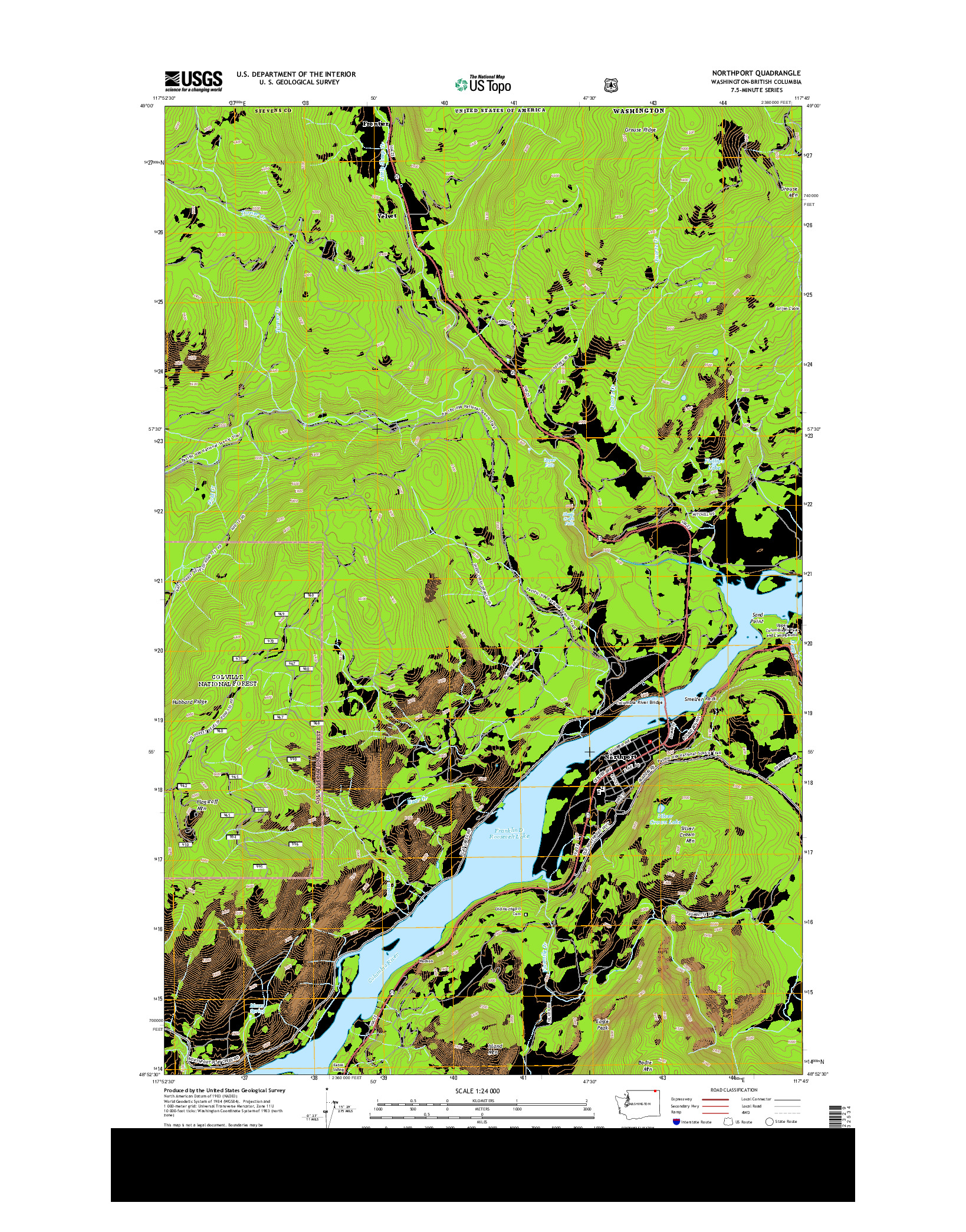 USGS US TOPO 7.5-MINUTE MAP FOR NORTHPORT, WA-BC 2014