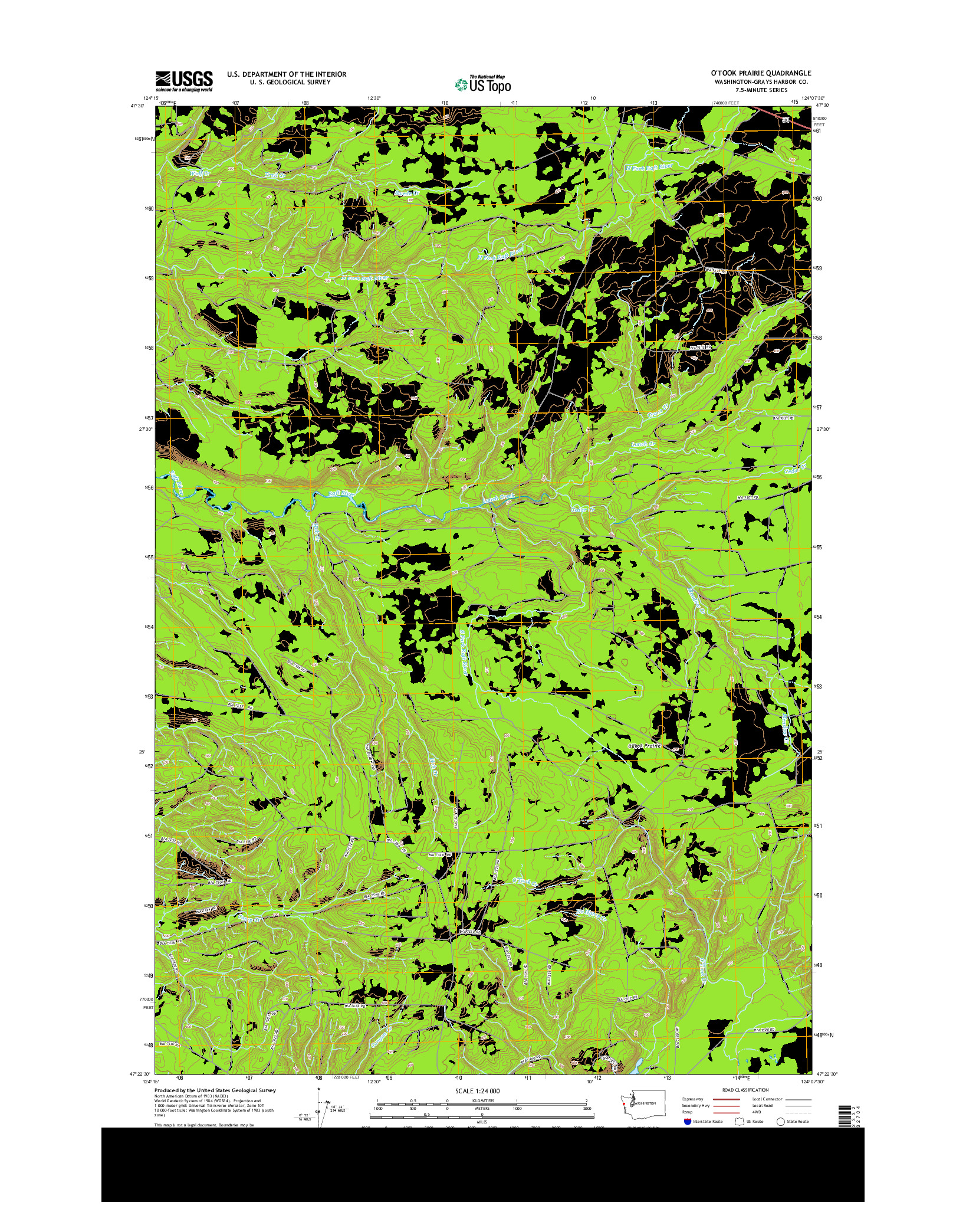 USGS US TOPO 7.5-MINUTE MAP FOR O'TOOK PRAIRIE, WA 2014