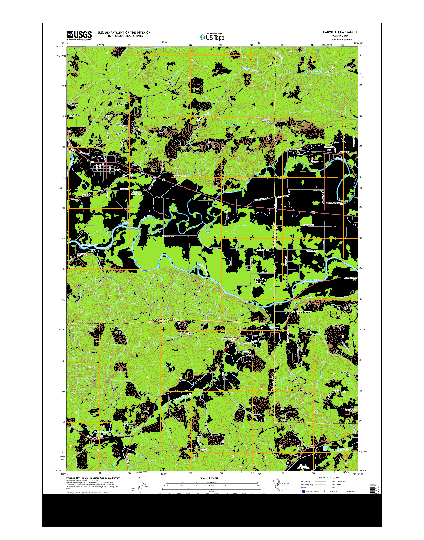 USGS US TOPO 7.5-MINUTE MAP FOR OAKVILLE, WA 2014