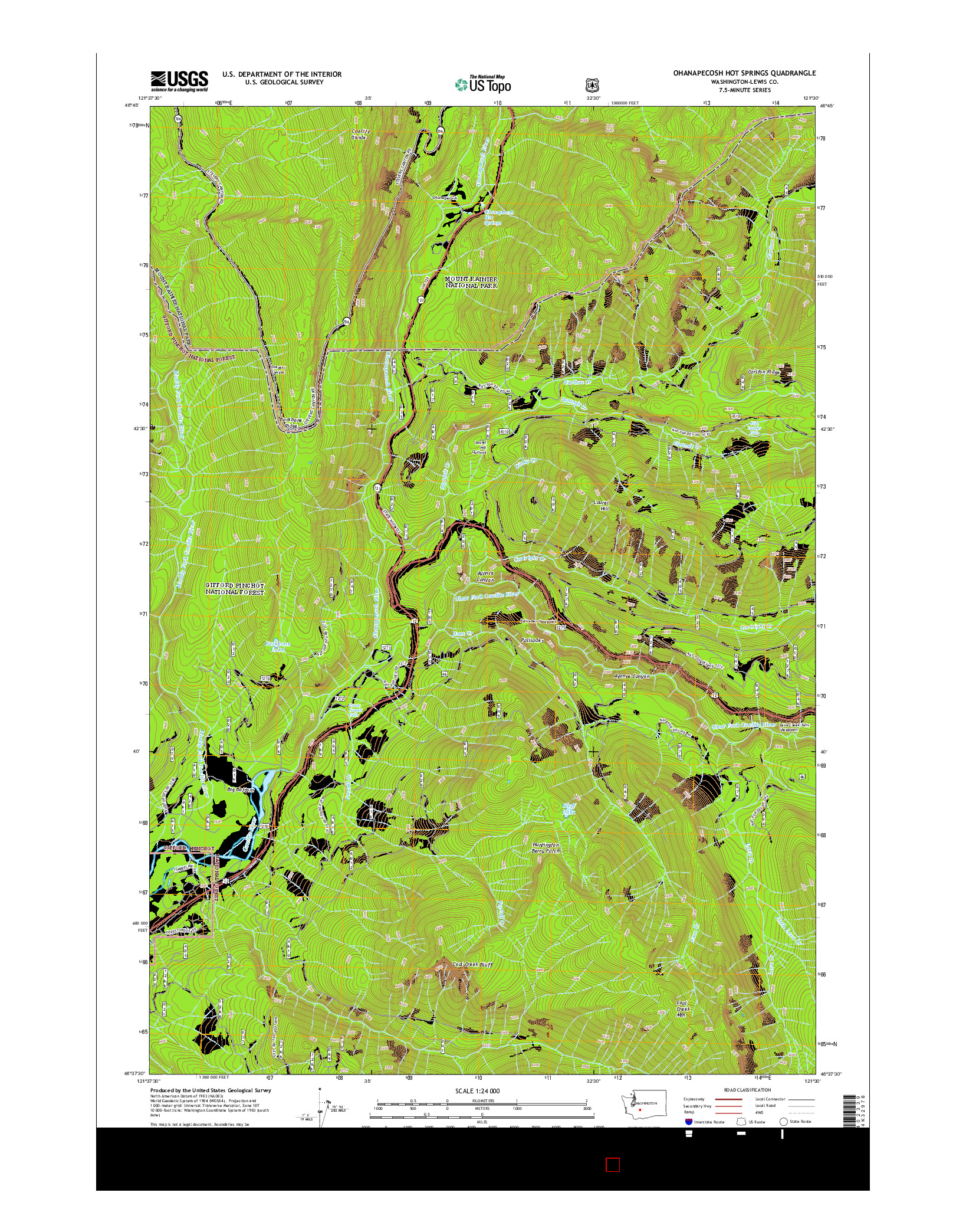 USGS US TOPO 7.5-MINUTE MAP FOR OHANAPECOSH HOT SPRINGS, WA 2014