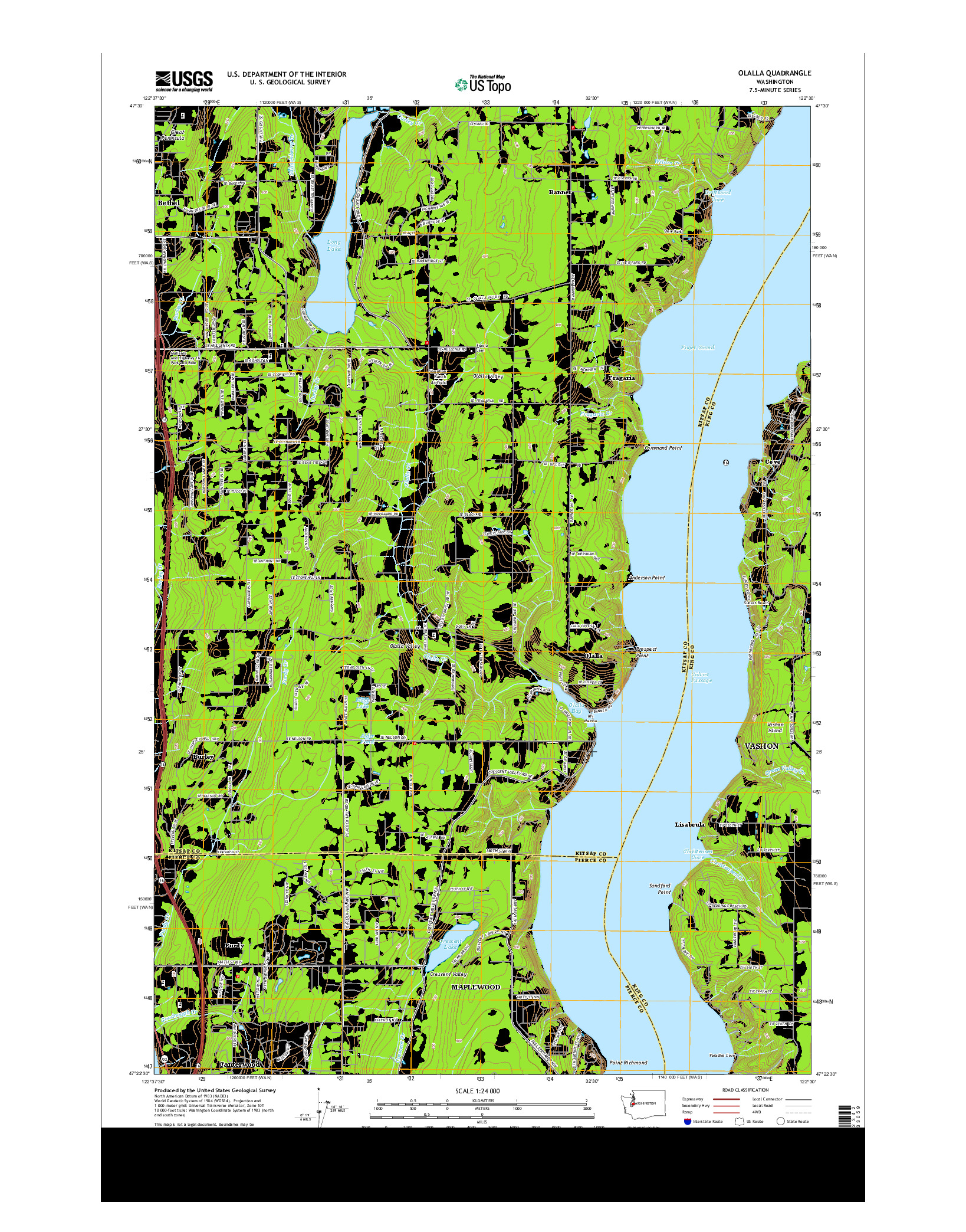 USGS US TOPO 7.5-MINUTE MAP FOR OLALLA, WA 2014