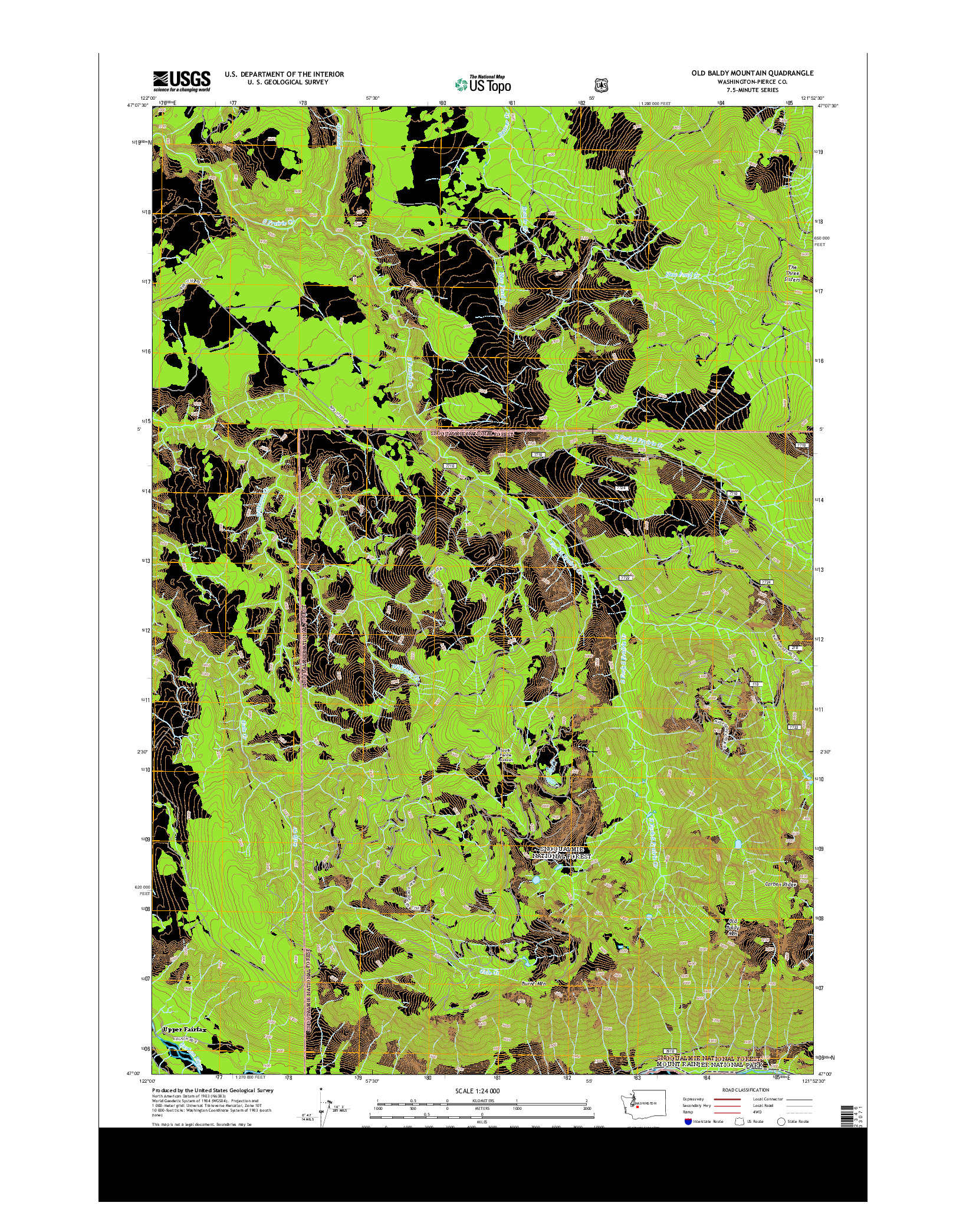 USGS US TOPO 7.5-MINUTE MAP FOR OLD BALDY MOUNTAIN, WA 2014