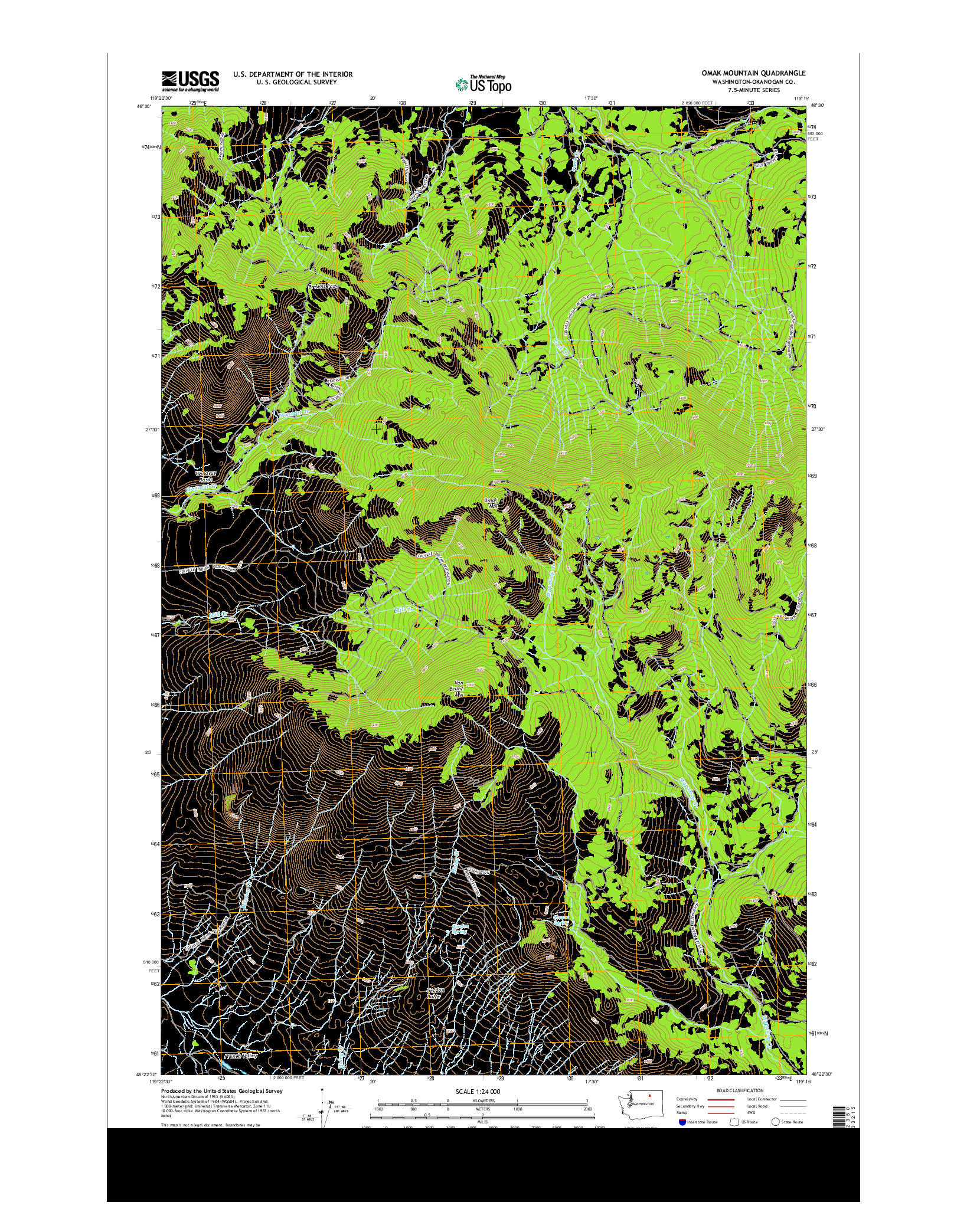 USGS US TOPO 7.5-MINUTE MAP FOR OMAK MOUNTAIN, WA 2014