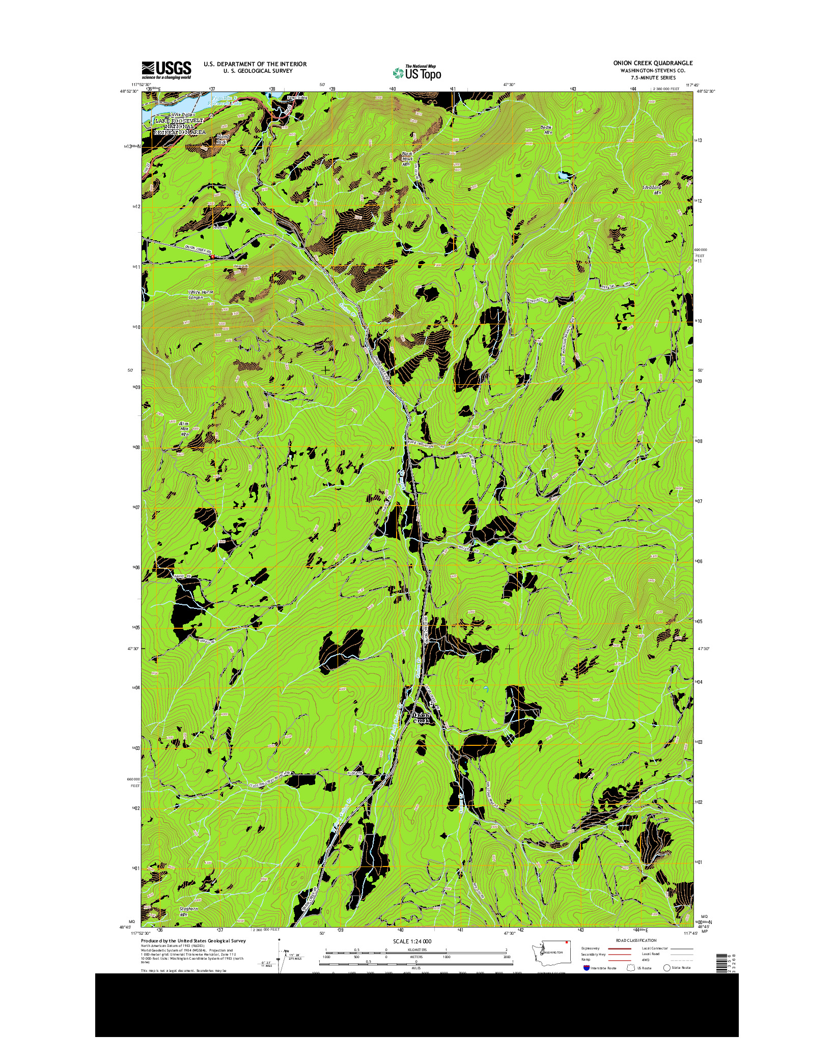 USGS US TOPO 7.5-MINUTE MAP FOR ONION CREEK, WA 2014